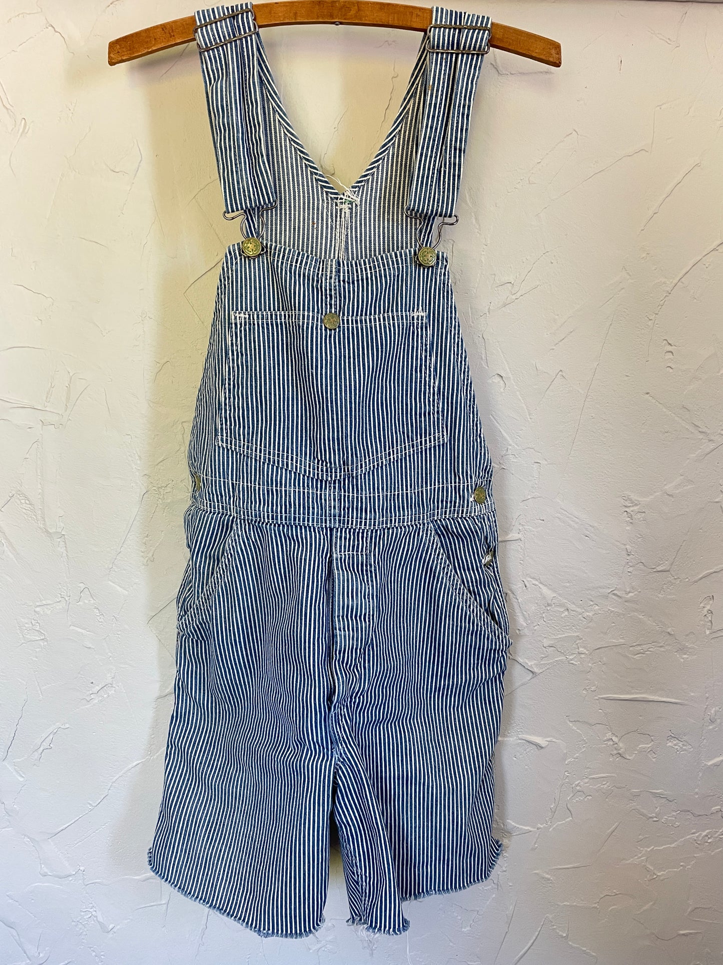 70s OshKosh Hickory Stripe Overalls Cut-offs