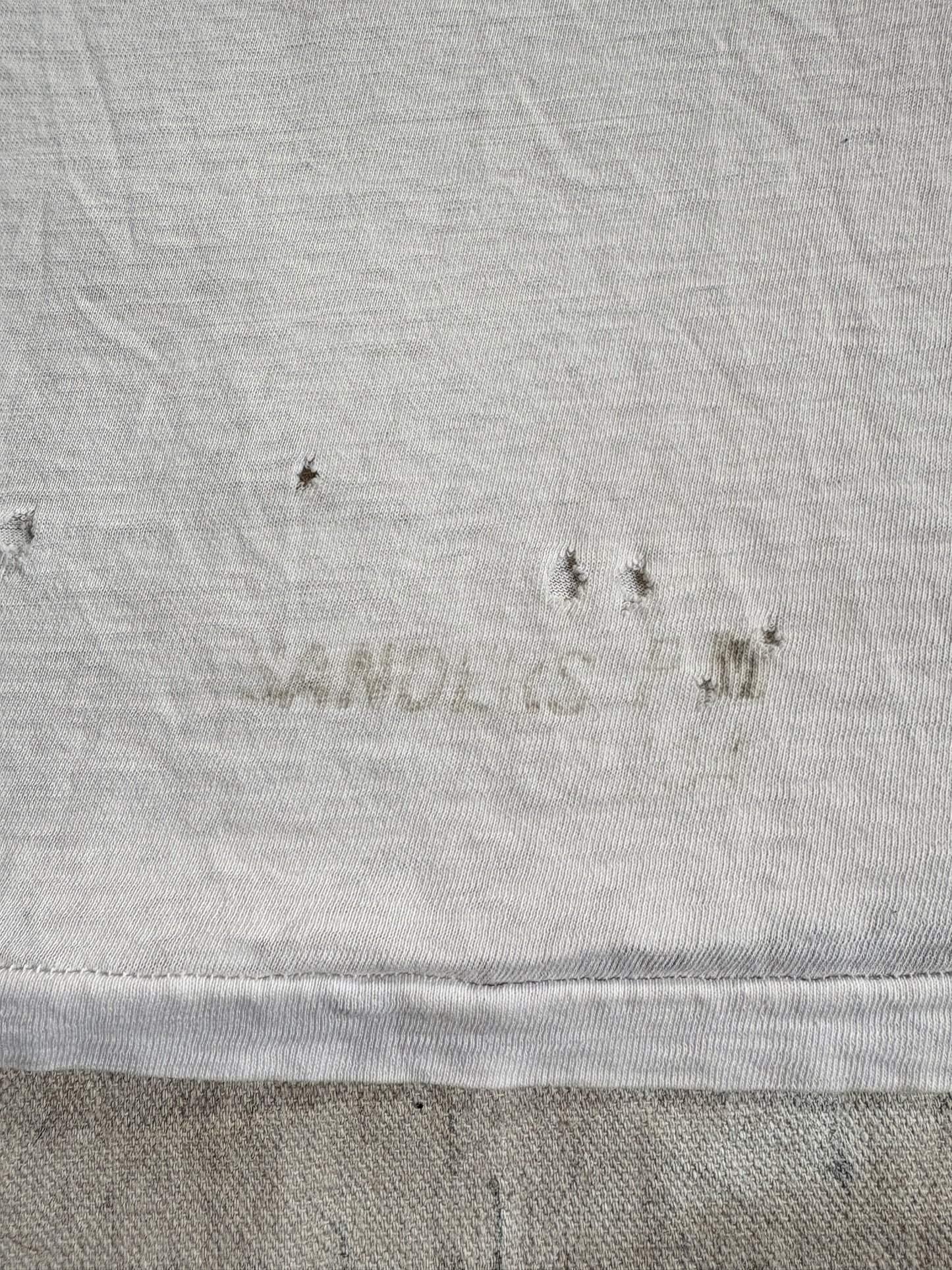 70s Thrashed Blank White Name Stencil Tee