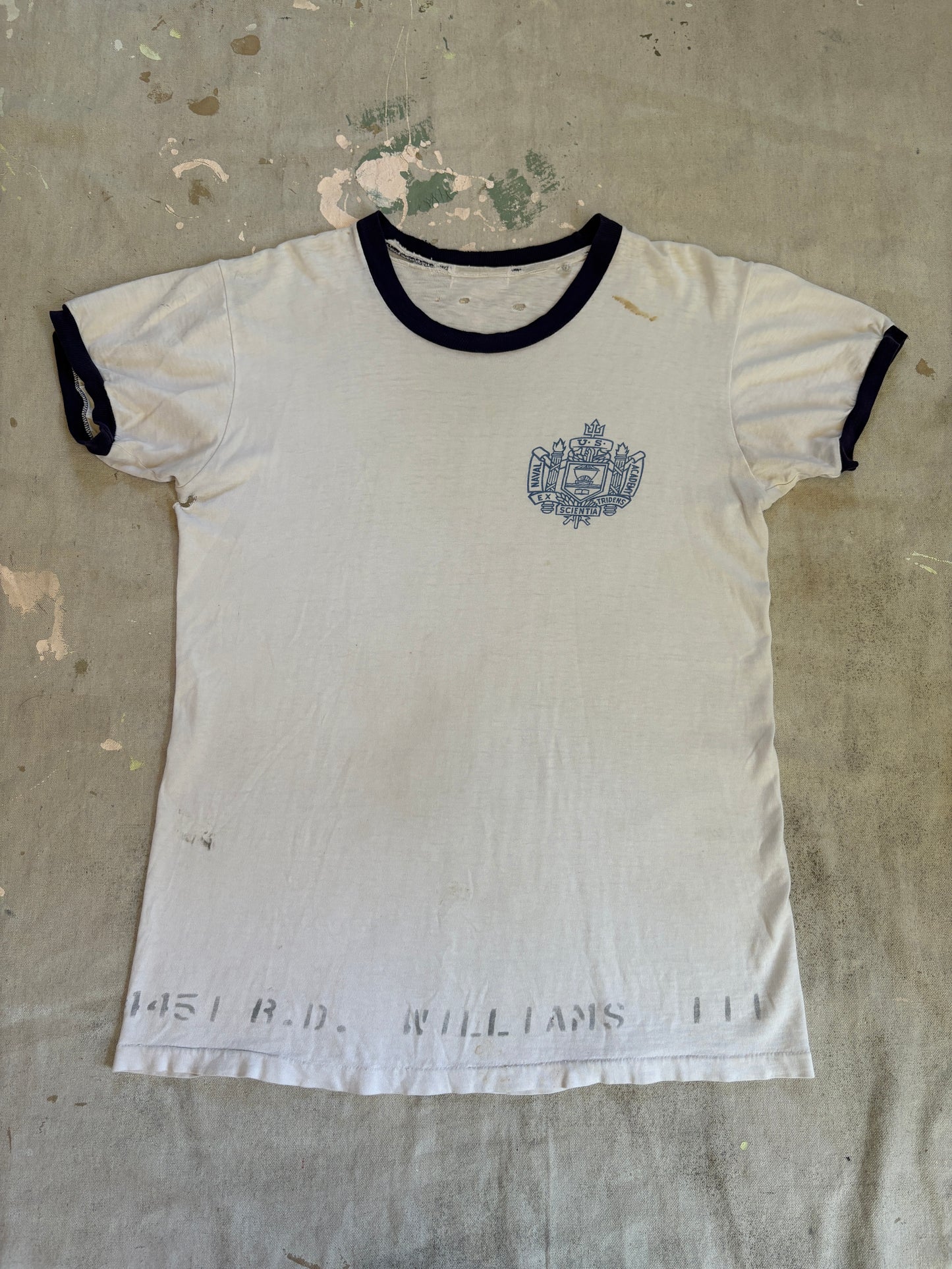 Vintage 60s US Naval Academy Stencil Ringer Tee