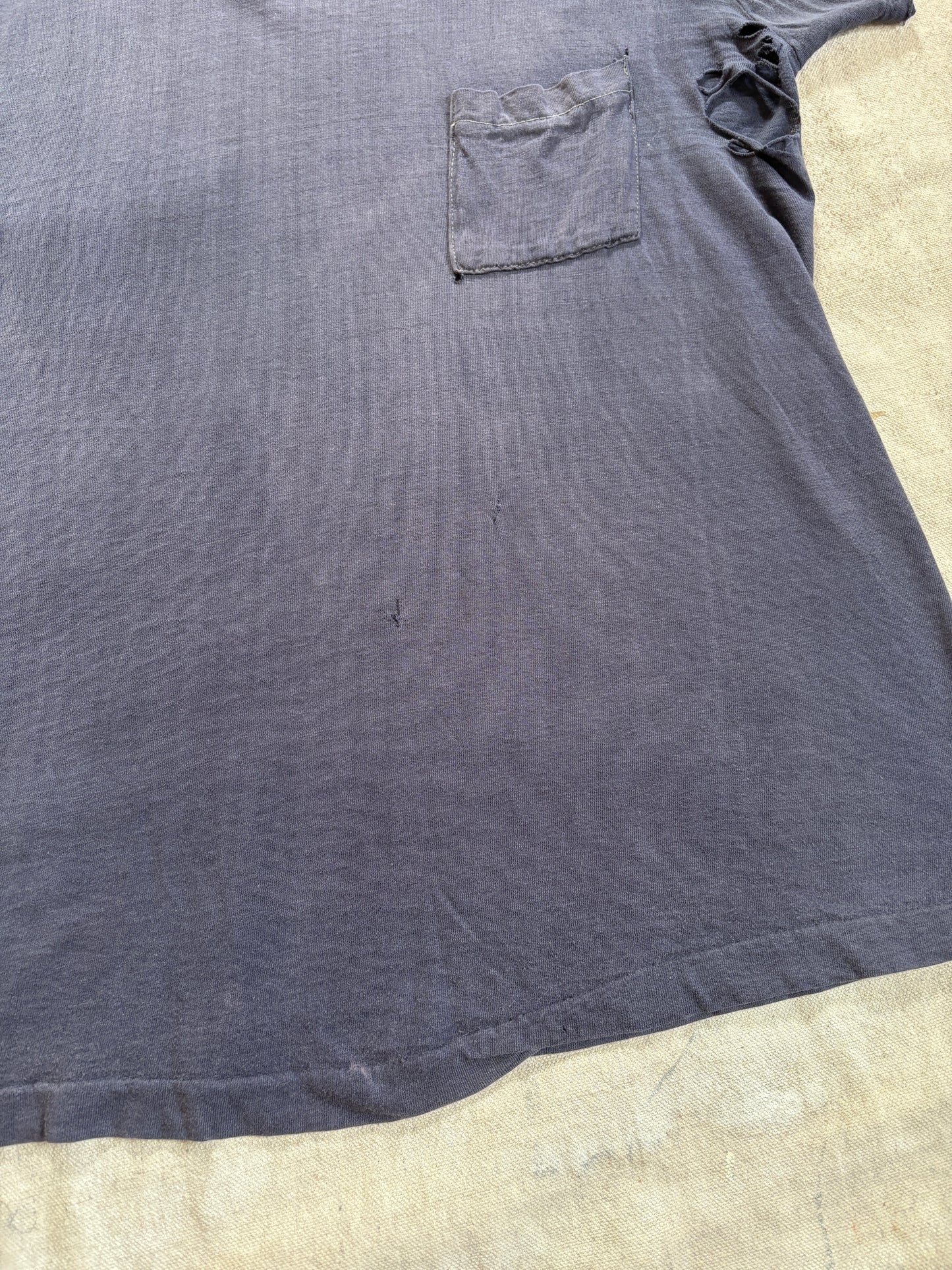 60s/70s Thrashed Blank Blue Pocket Tee