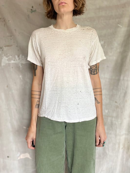 60s BVD Thrashed Blank White Tee