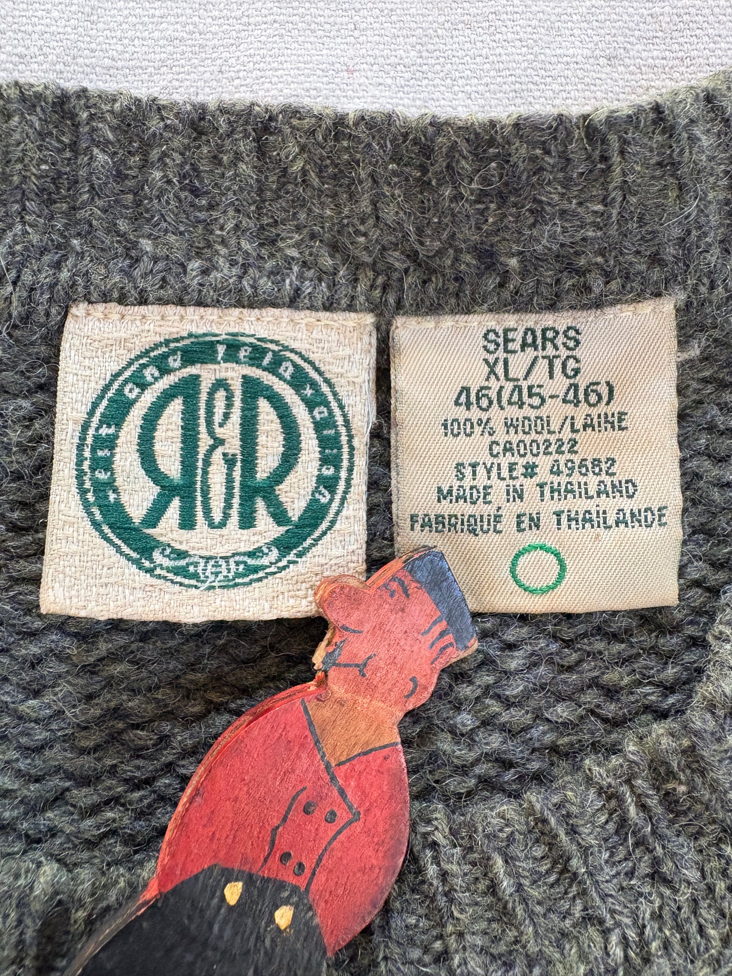 Vintage 90s Olive Green Snowflake Sweater