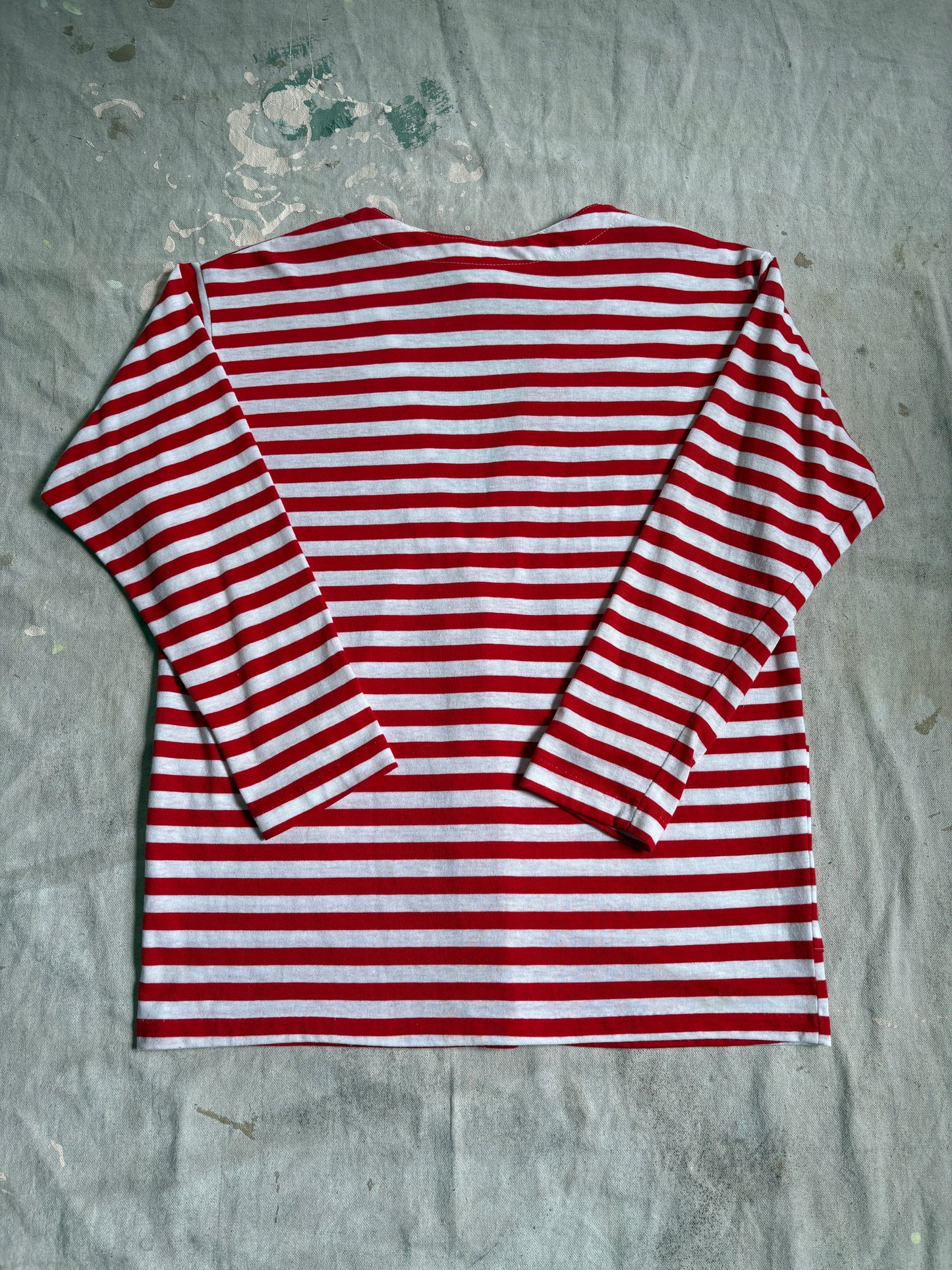 90s Red And White Striped Cardigan Tee
