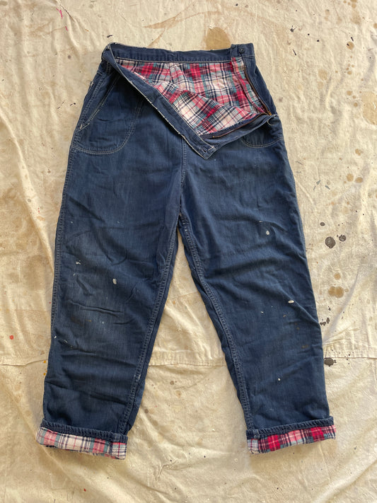 50s Flannel Lined Side Zip Jeans