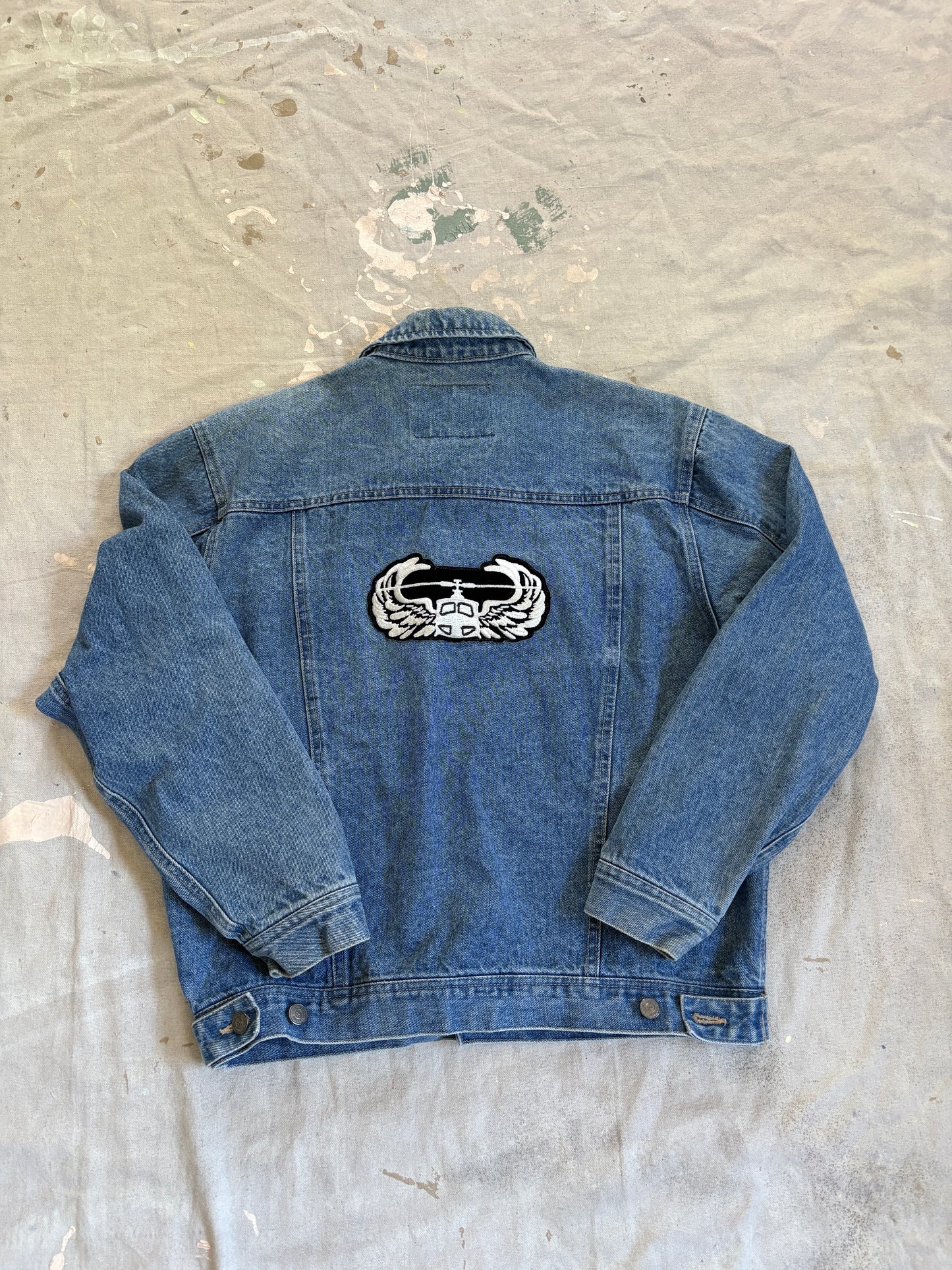 Vintage 90s Today’s News Jean Jacket Air Borne Patch