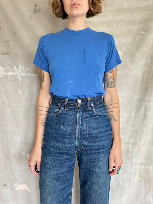 80s Blank Blue Pocket Tee