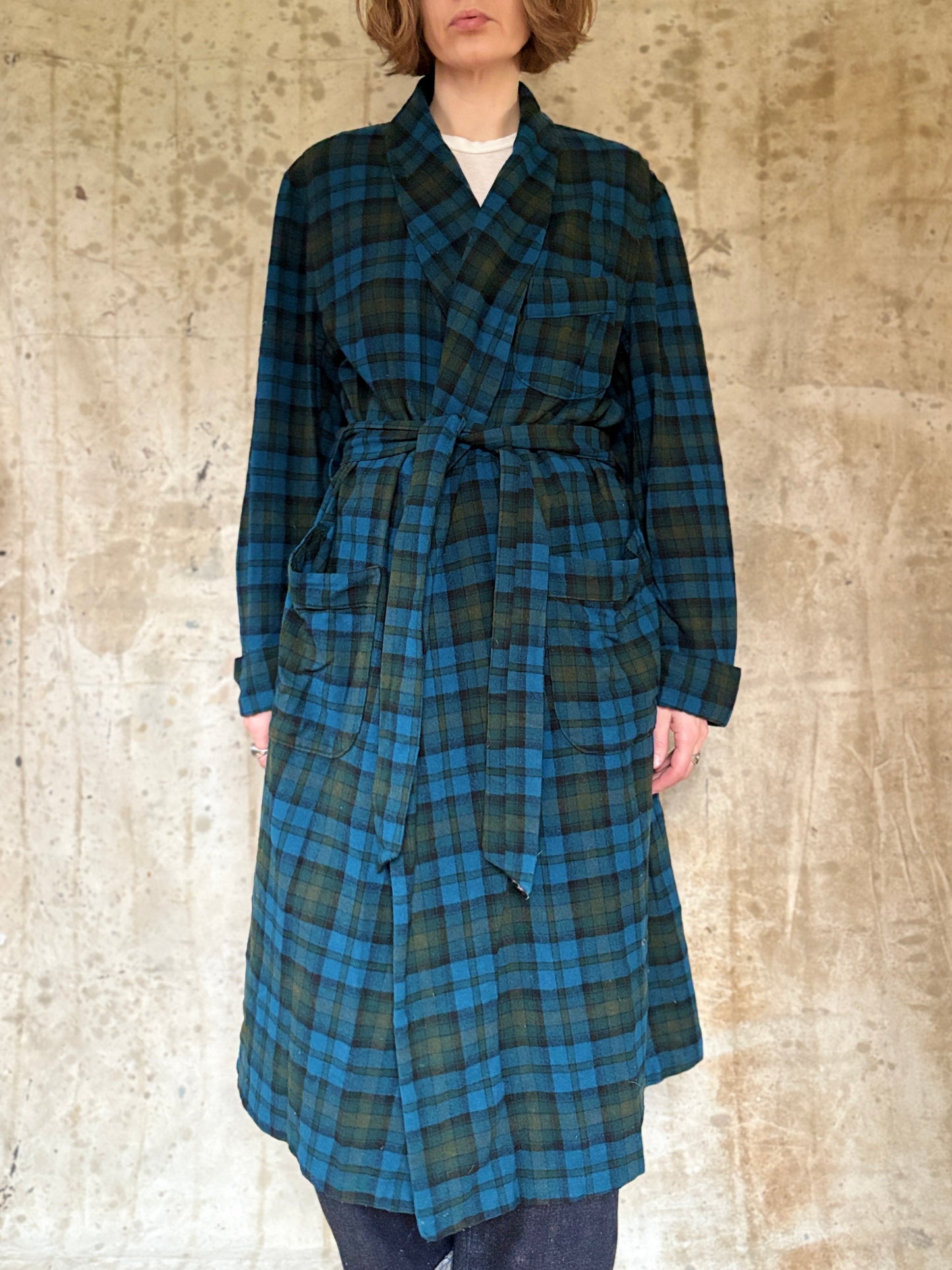Vintage 60s/70s Pendleton Blue Plaid Robe