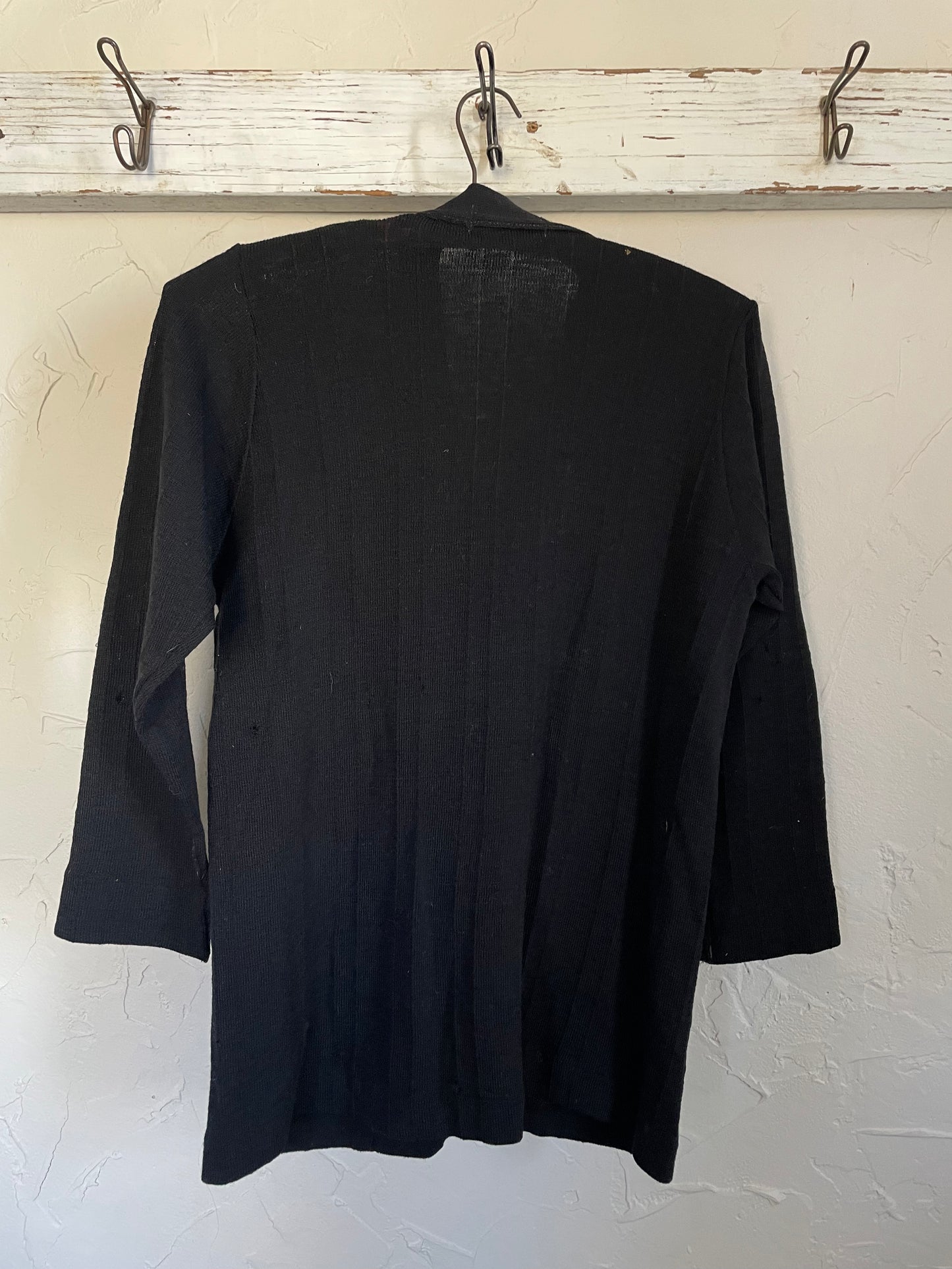 40s Black Ribbed Cardigan