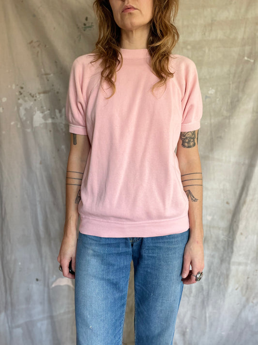 80s Pale Pink Short Sleeve Blank Sweatshirt