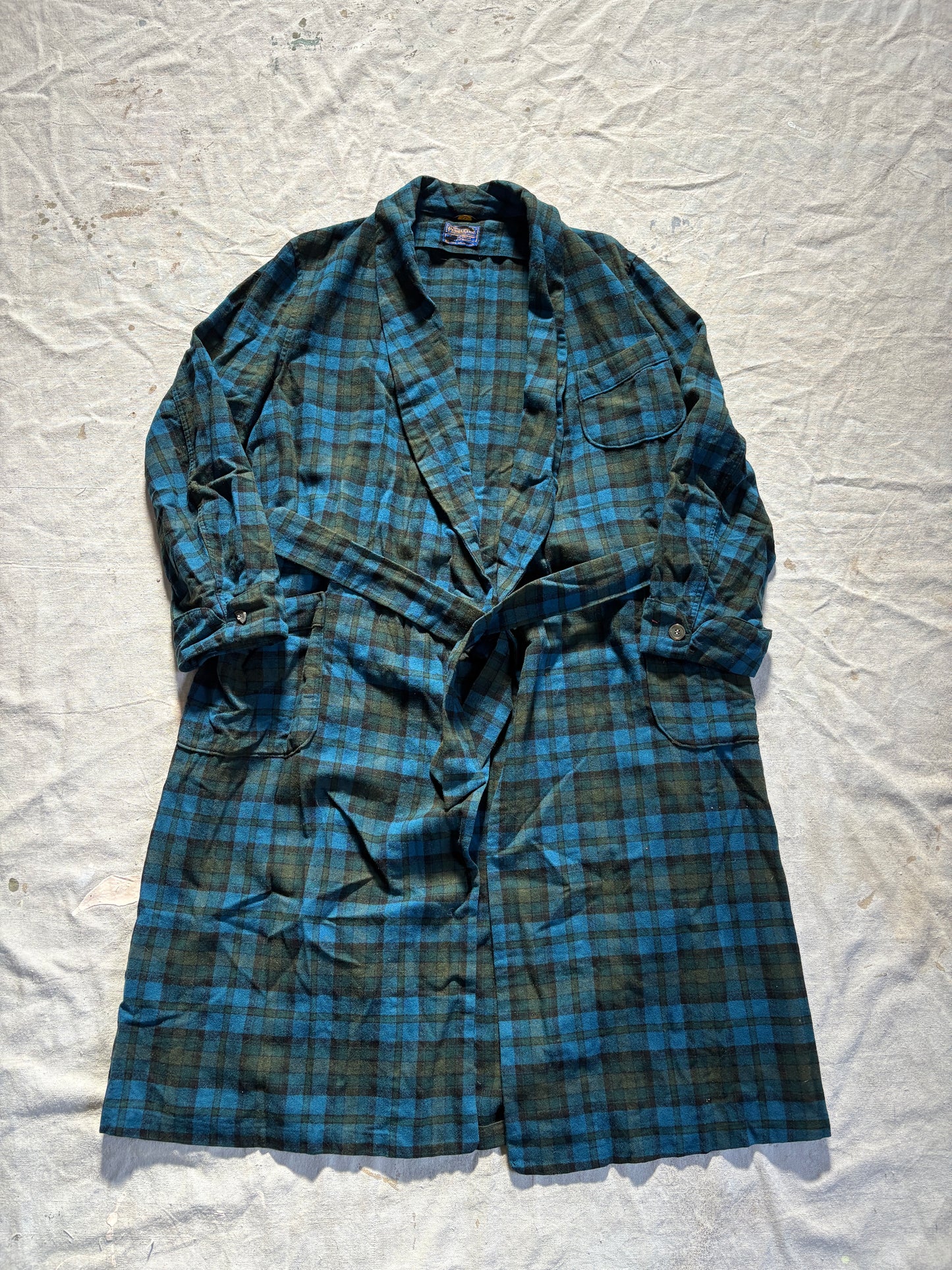 Vintage 60s/70s Pendleton Blue Plaid Robe