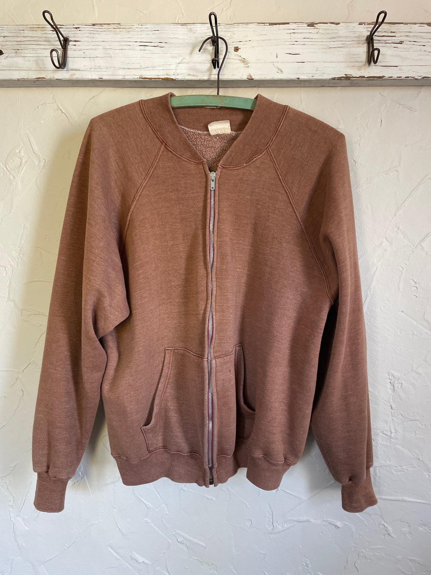 70s Brown Zip Front Sweatshirt