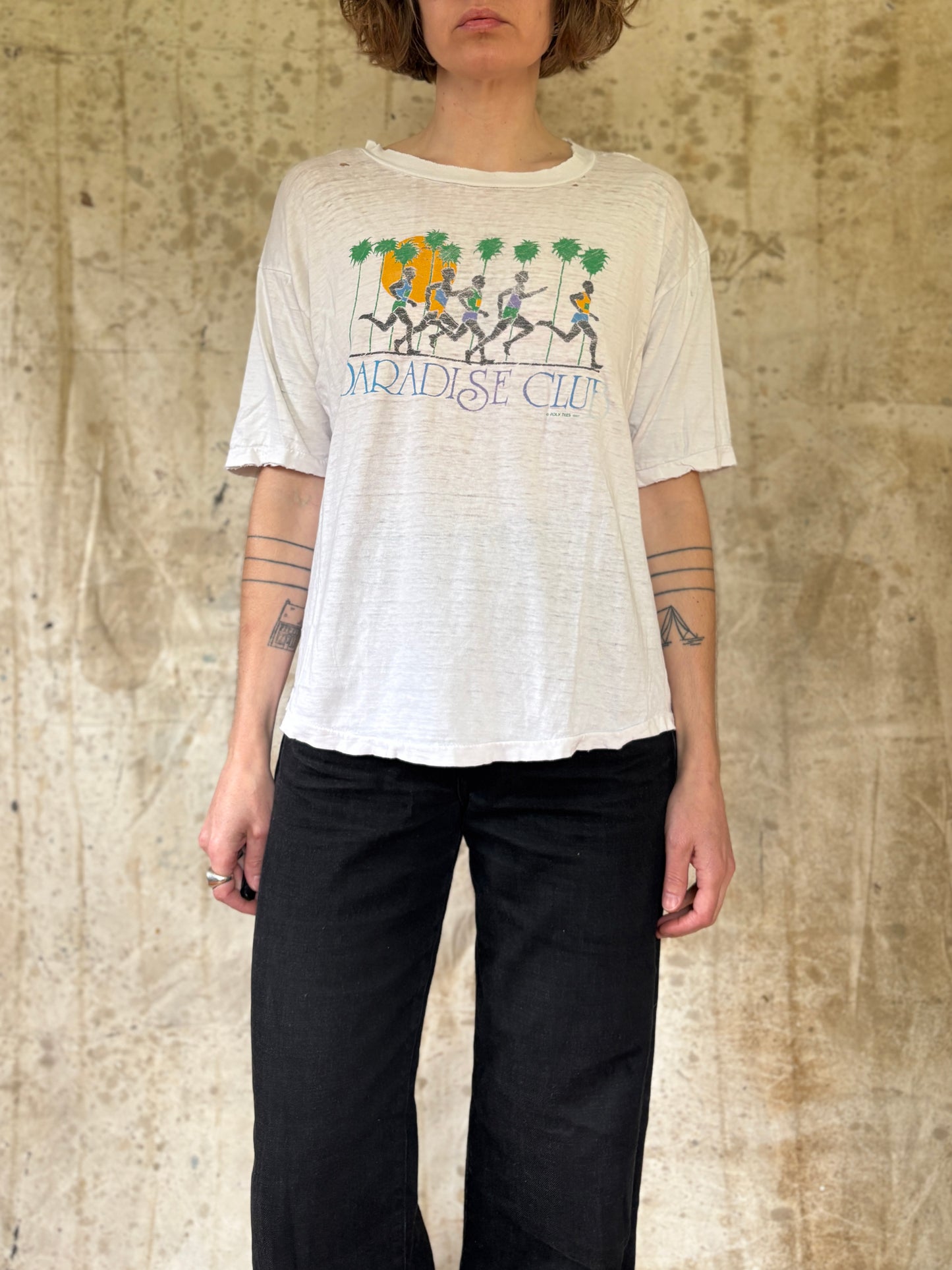 Vintage 80s Thrashed Paradise Club Runner Tee