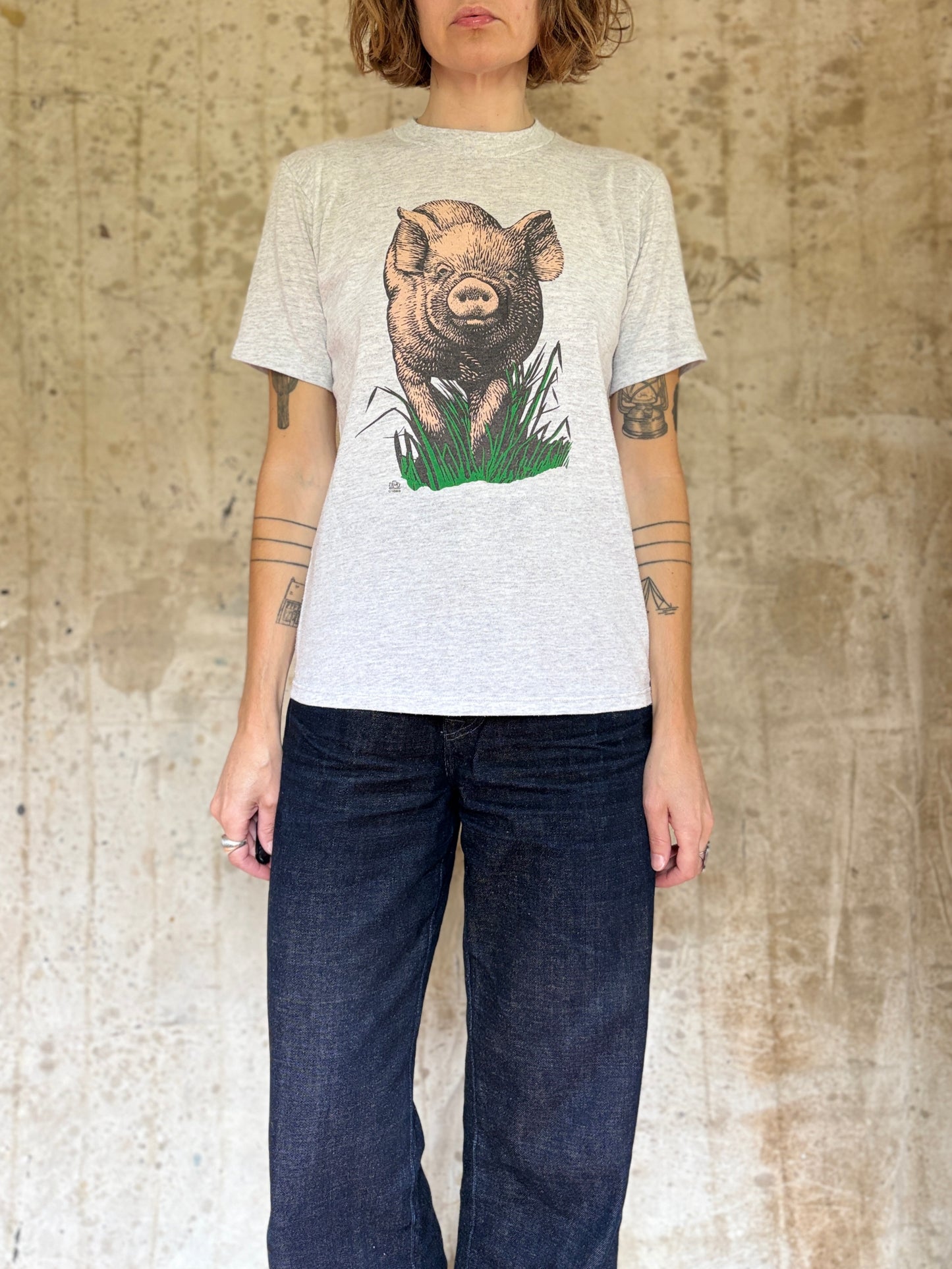 80s Front And Back Pig Tee