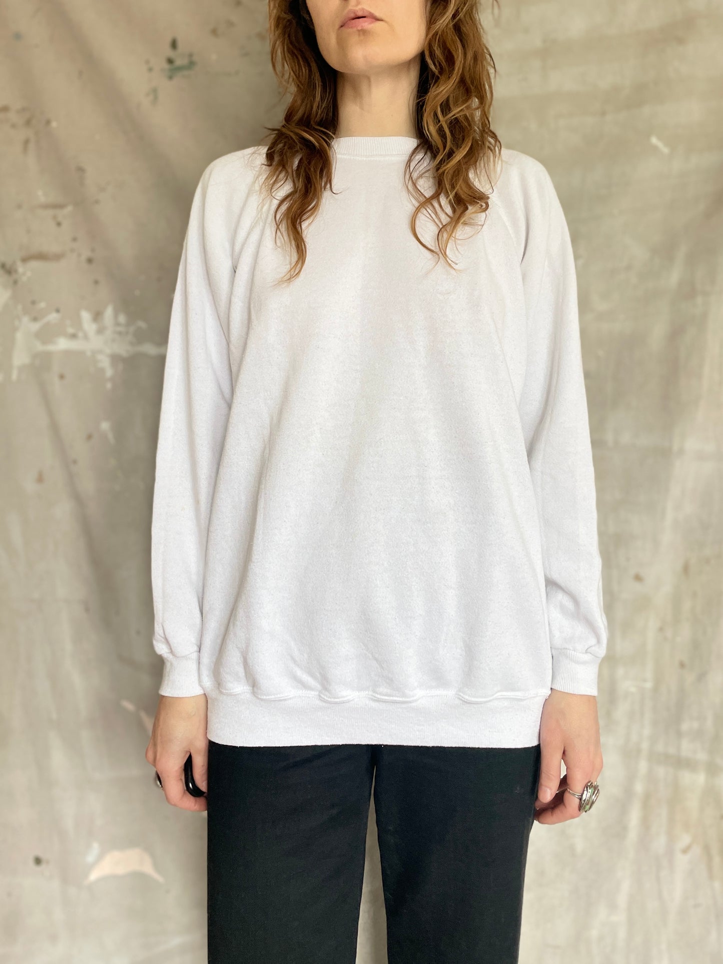 80s Blank White Sweatshirt