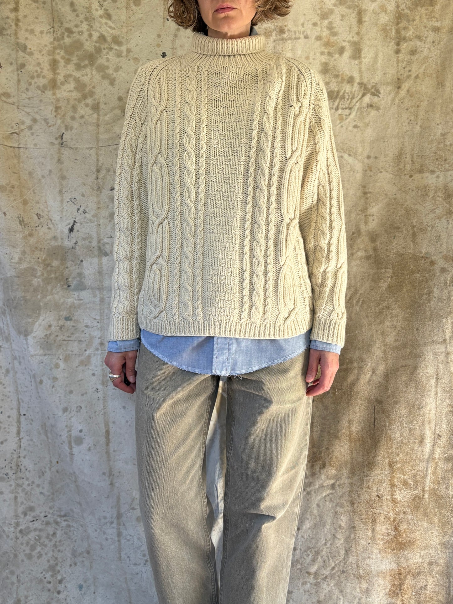 Vintage Fisherman Style Turtleneck Sweater