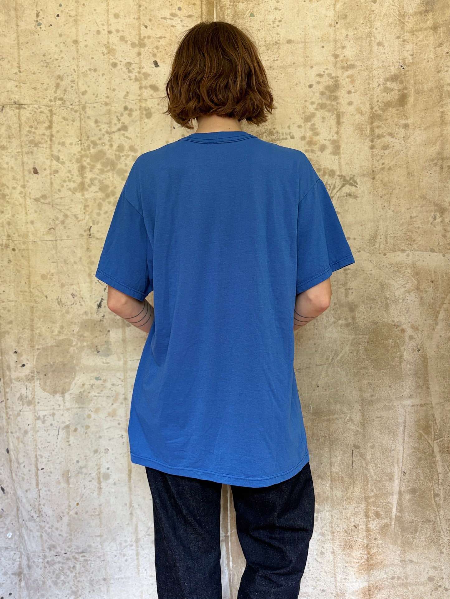 Vintage 90s Blank Blue Pocket Tee