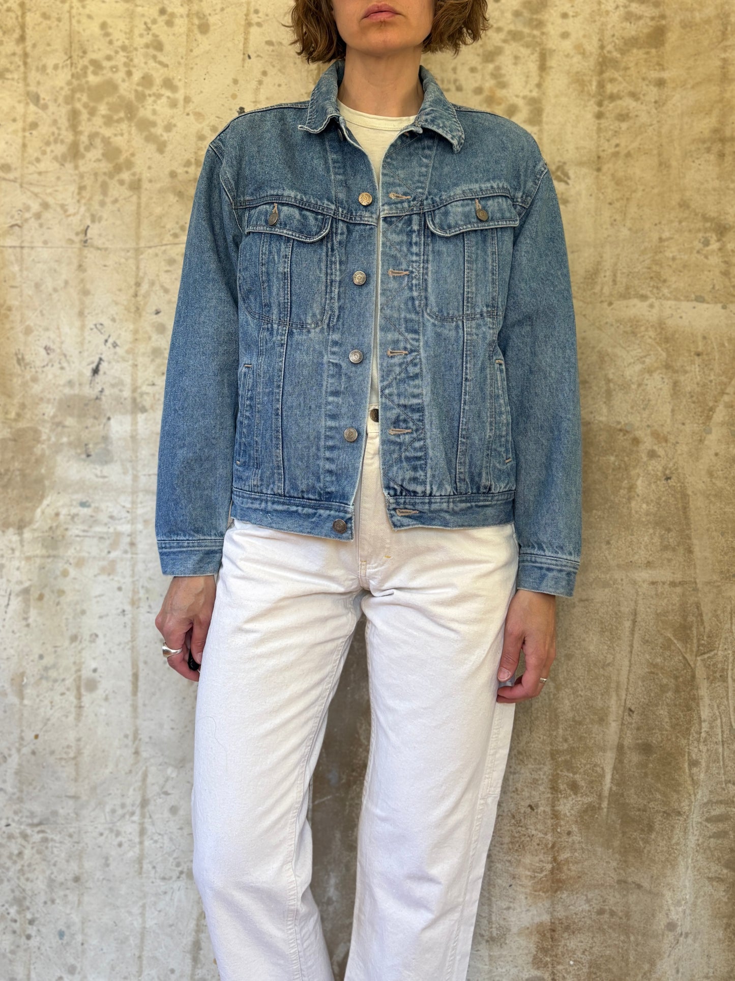 Vintage 90s Today’s News Jean Jacket Air Borne Patch