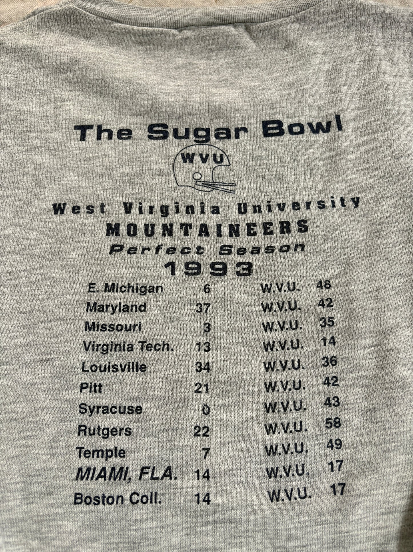 Vintage 90s West Virginia Mountaineers 1993 Sugar Bowl Sweatshirt