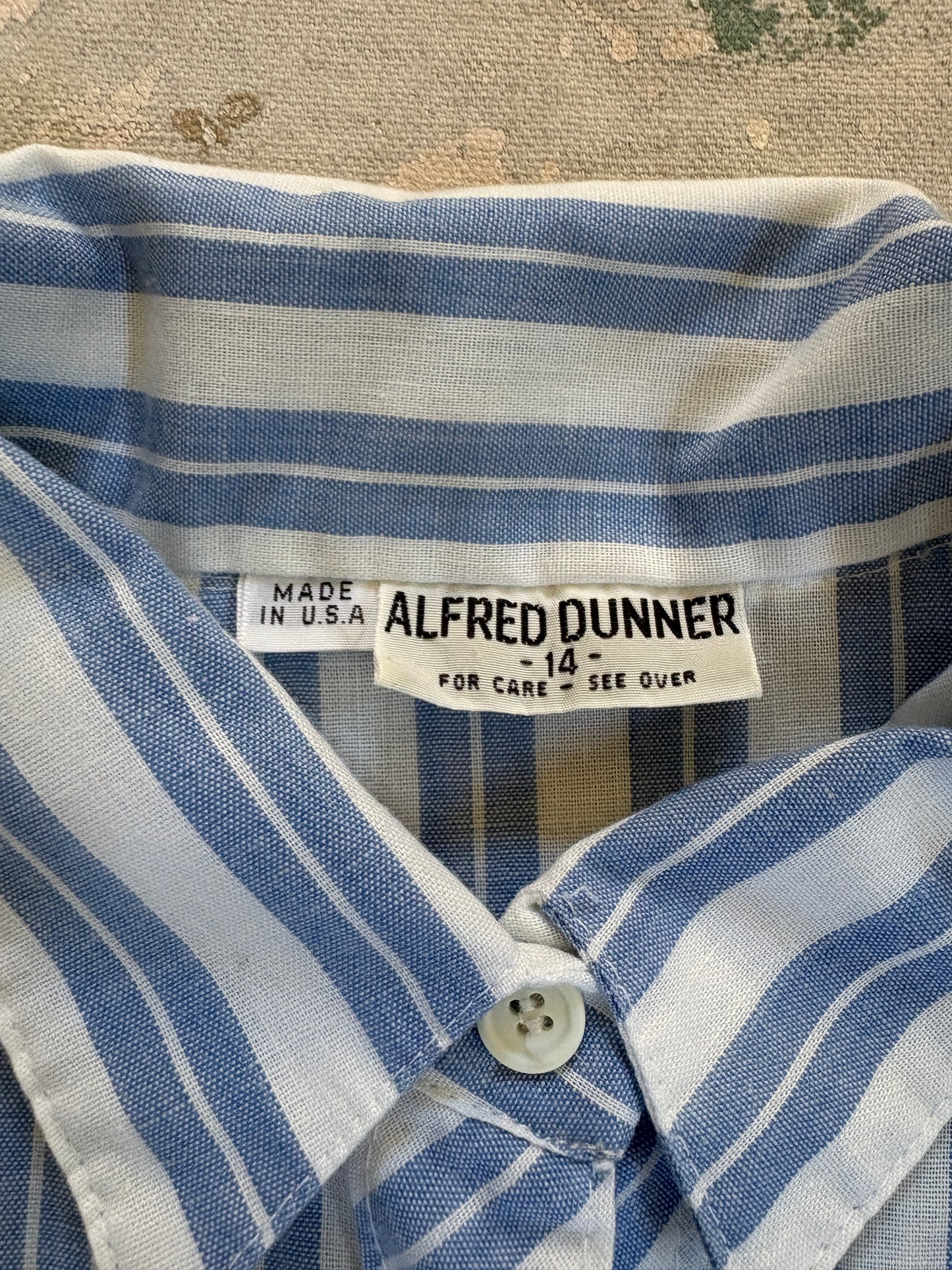 Vintage 90s Blue White Striped Button Up Shirt