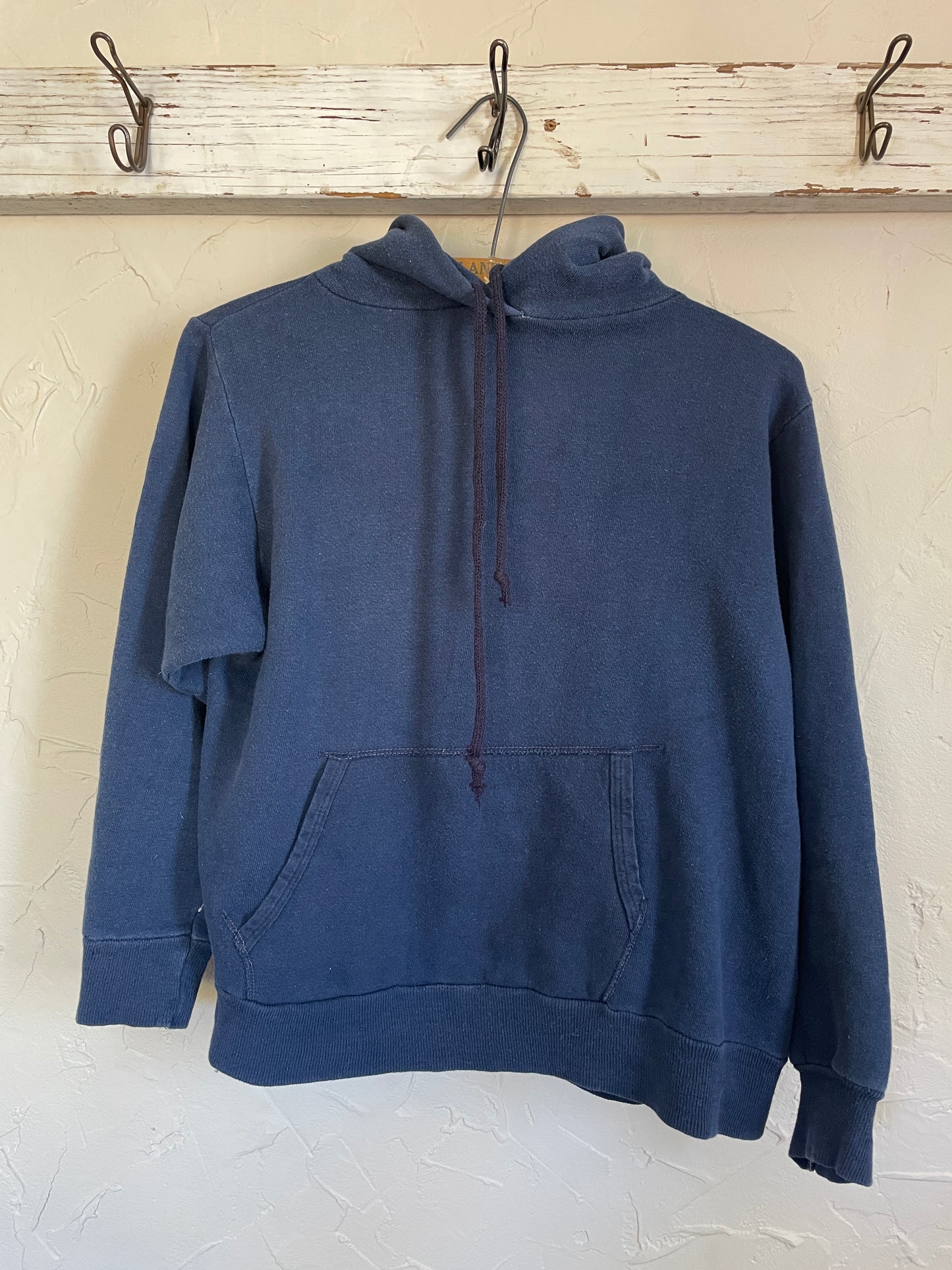 70s Blank Navy Blue Hoodie Sweatshirt