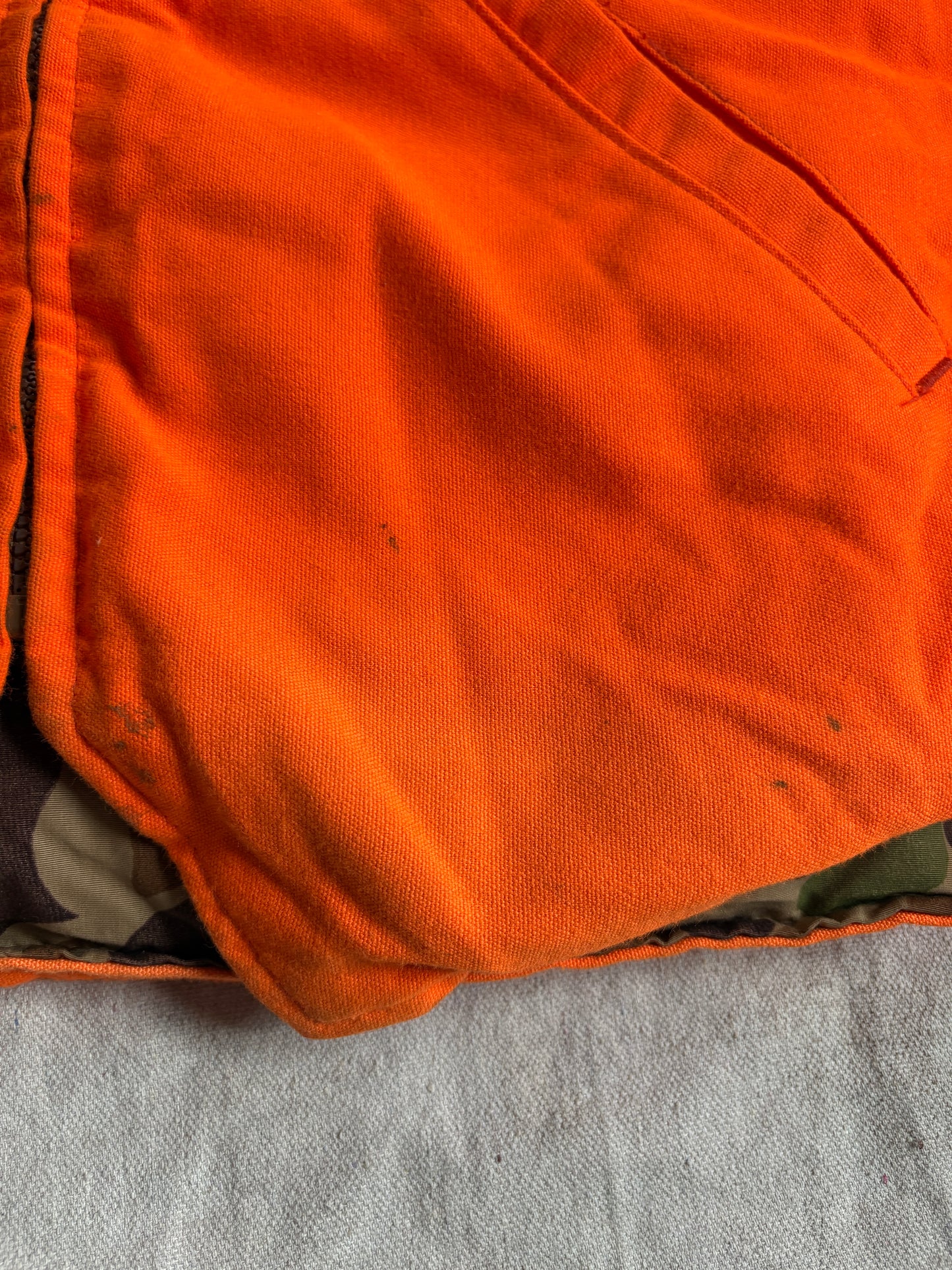 Vintage 80s Eddie Bauer Reversible Goose Down Orange Camo Vest