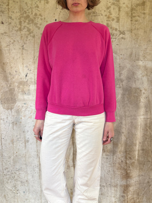 Vintage 80s Blank Bright Pink Sweatshirt