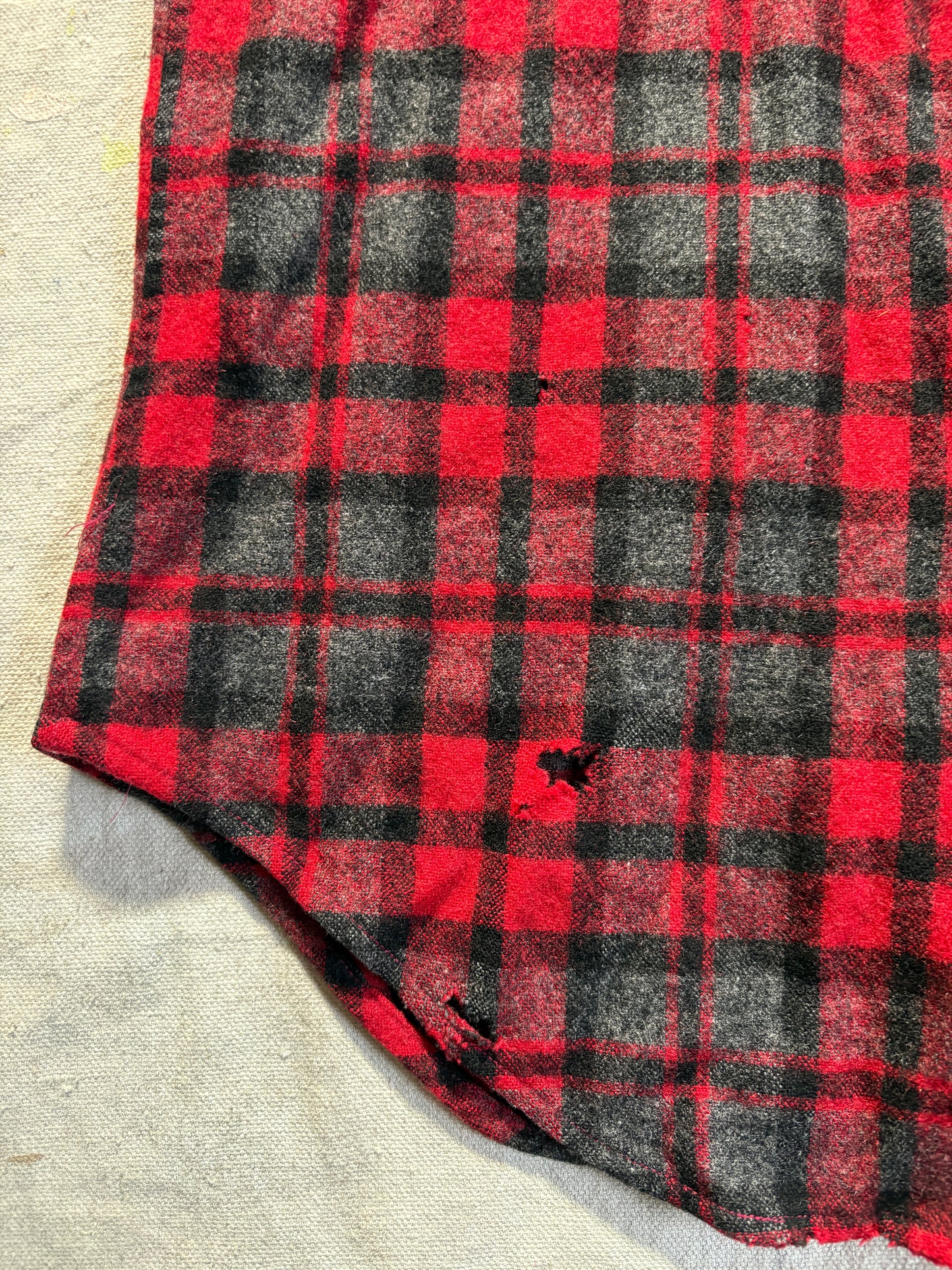 Vintage 80s Wool Blend Red, Black, Gray Plaid Button Down Shirt