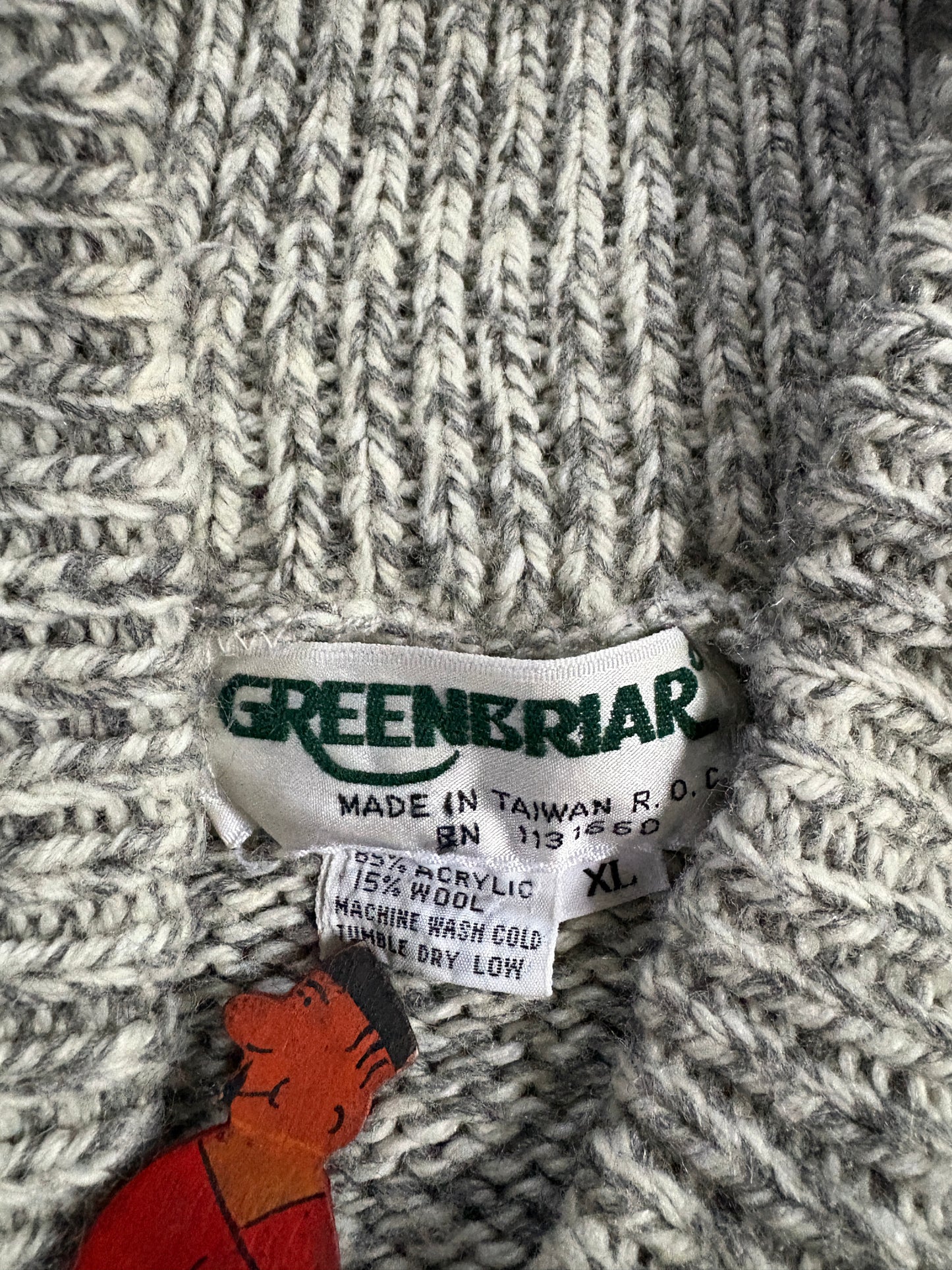 80s Speckled Gray Shawl Collar Sweater