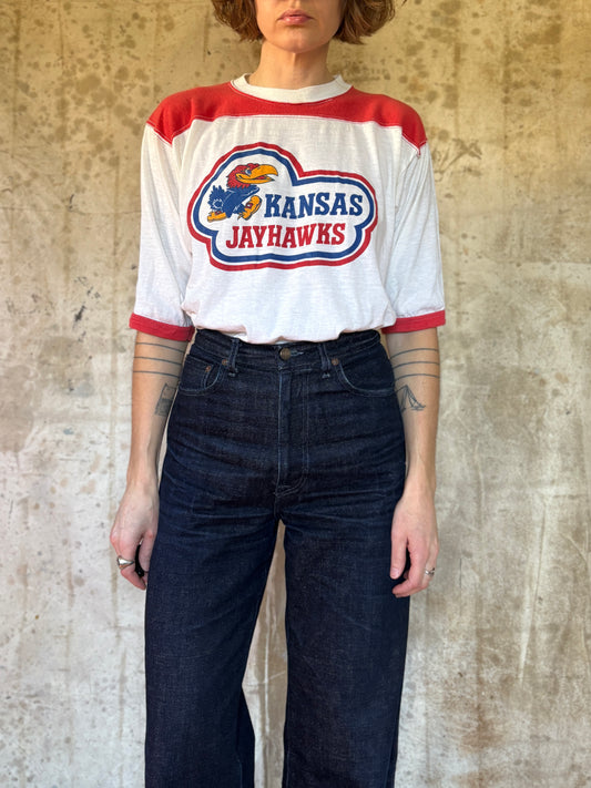 70s/80s University Of Kansas Jayhawks Basketball Tee