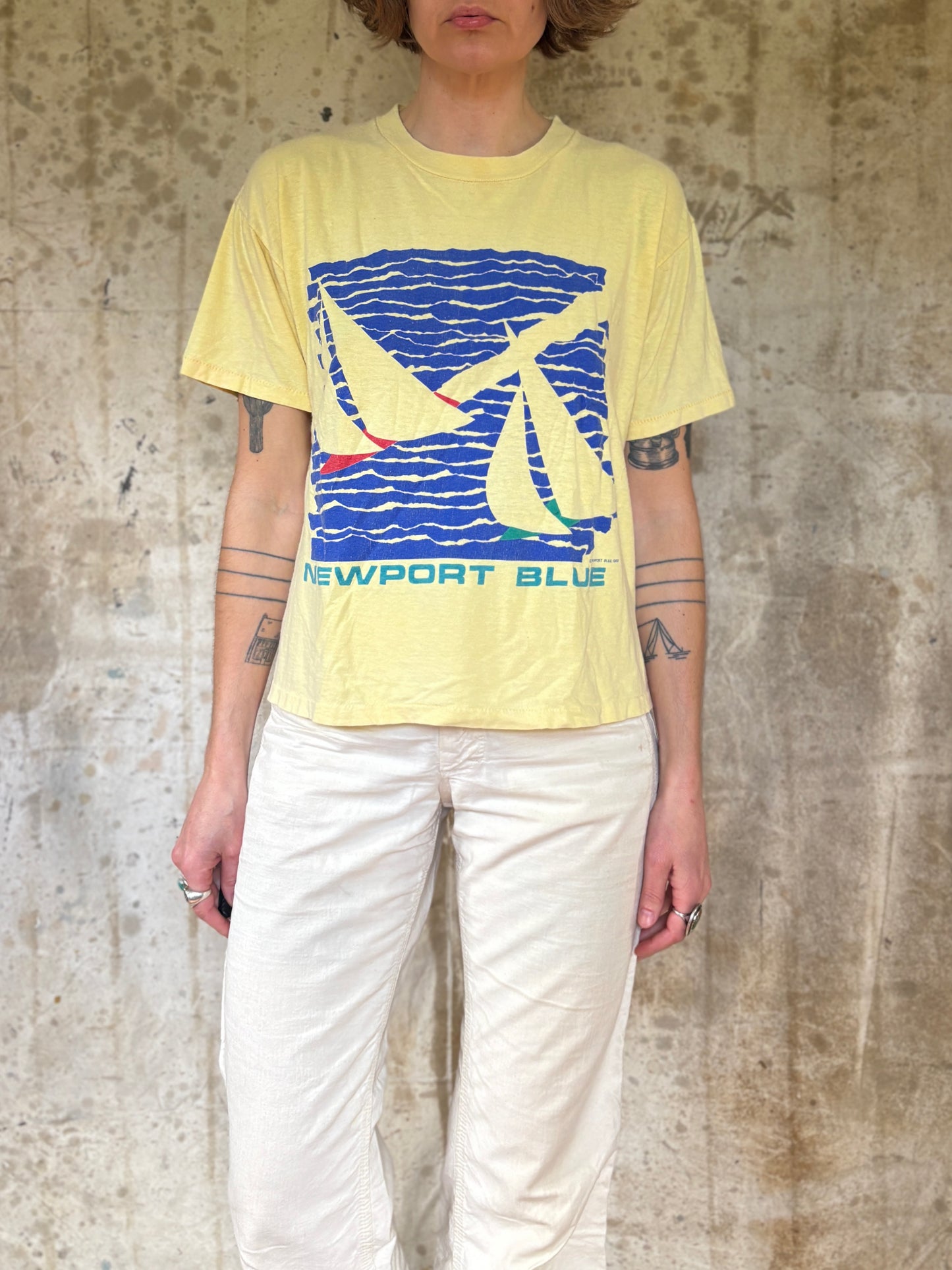 Vintage 80s Newport Blue Sailboat Tee