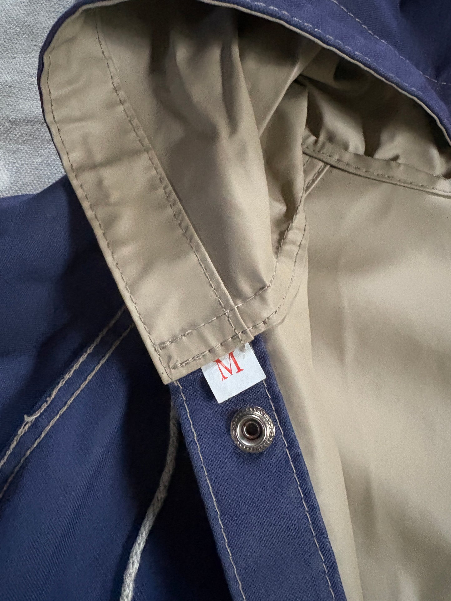 80s Tan Navy Blue Reversible Raincoat