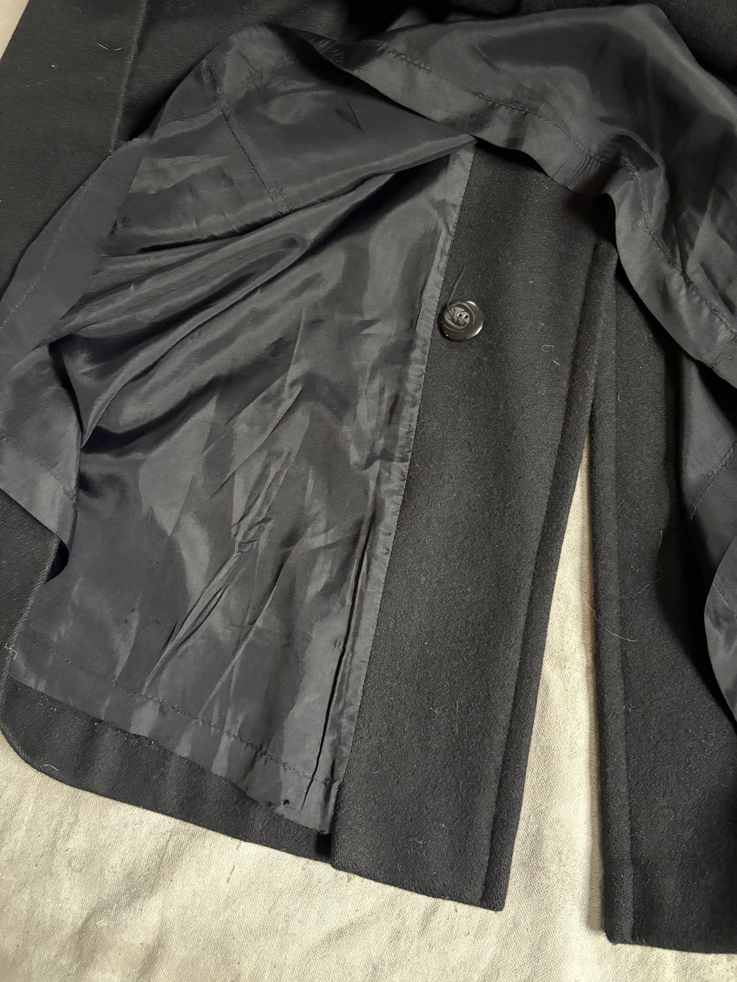 90s Black Wool Peacoat