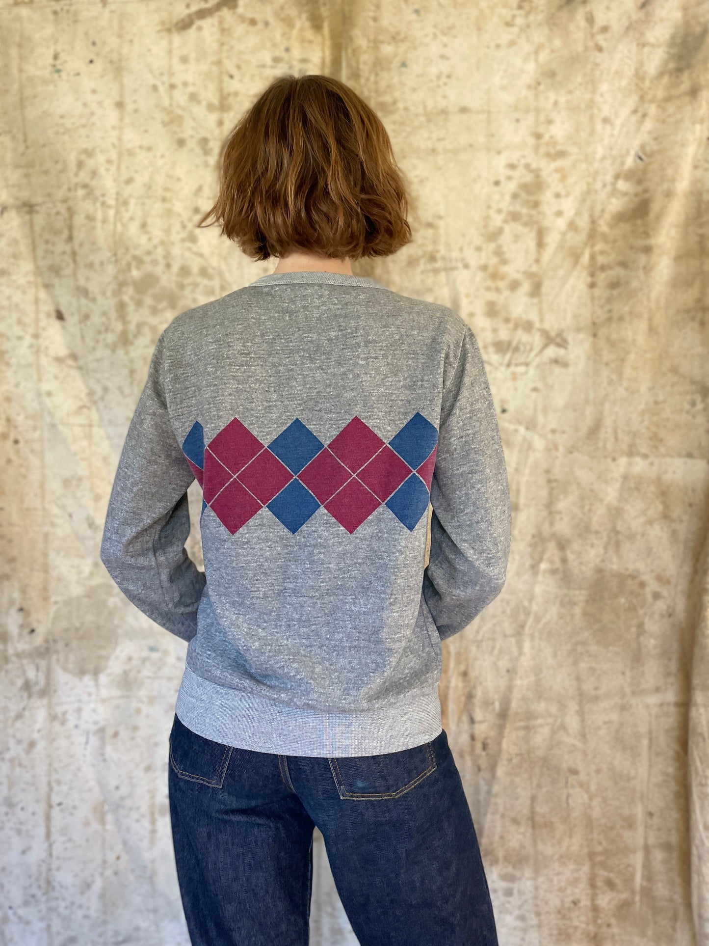 80s Argyle Pattern Sweatshirt