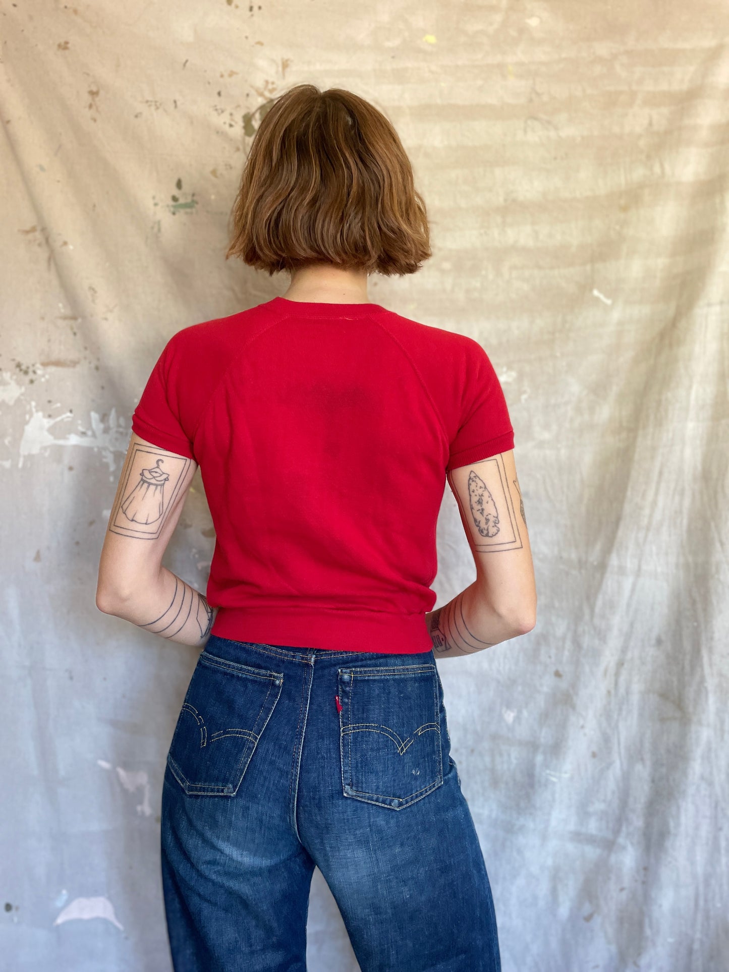 80s Blank Red Short Sleeve Sweatshirt
