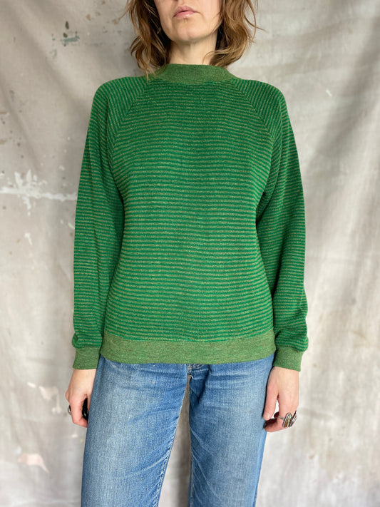 60s Green Micro Stripe Sweatshirt