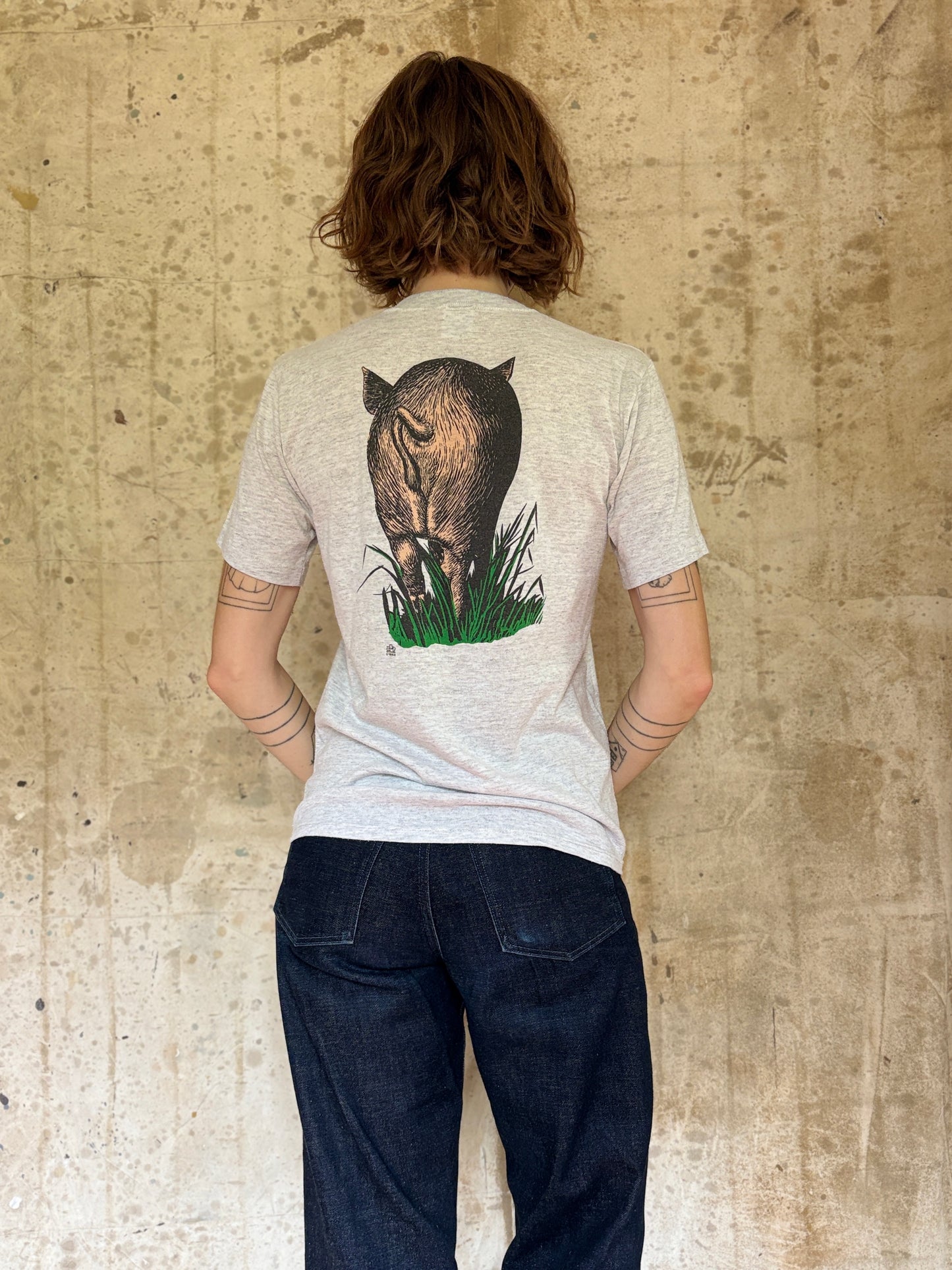 80s Front And Back Pig Tee