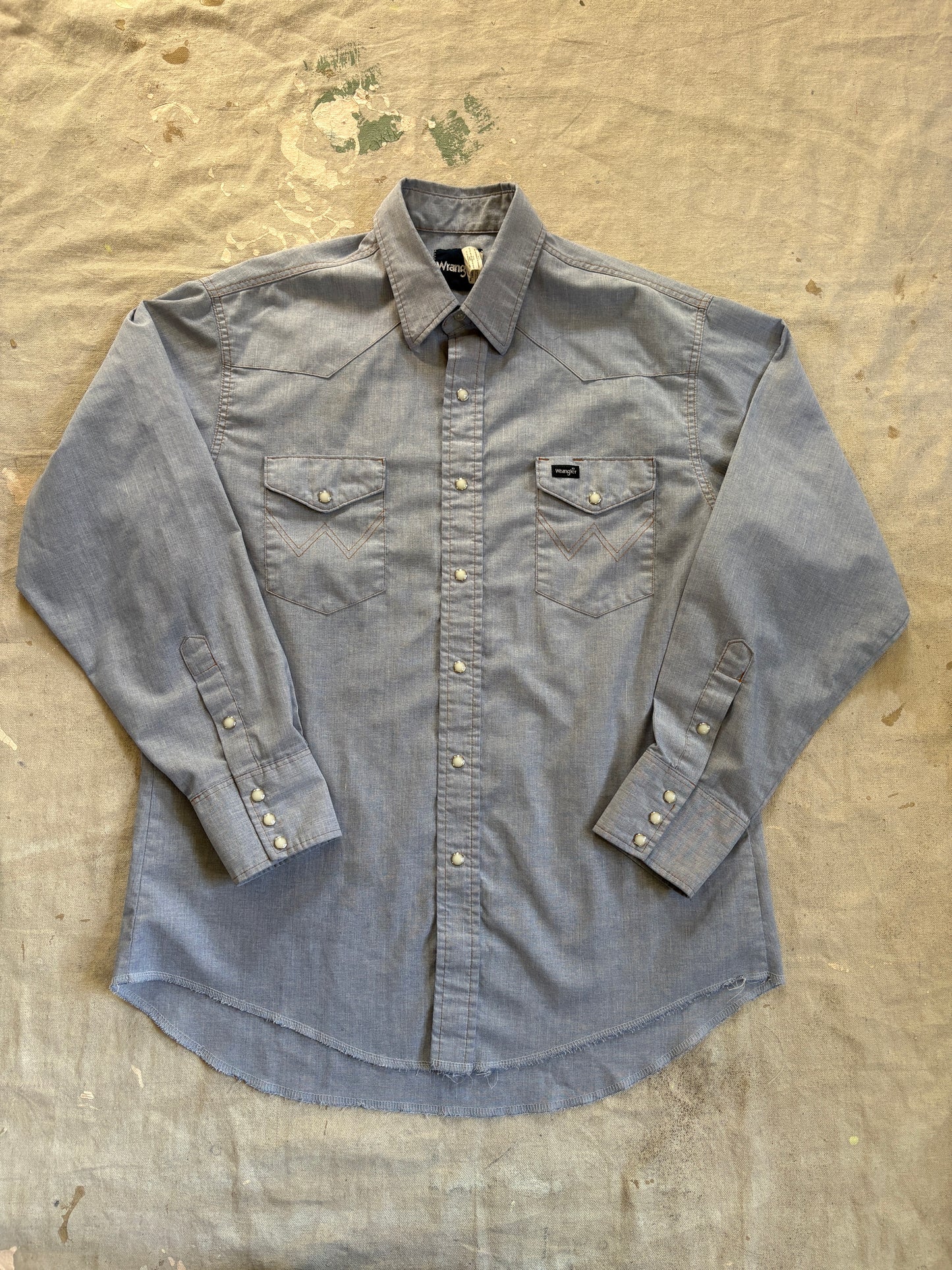 Vintage 90s Wrangler Pearl Snap Chambray Shirt