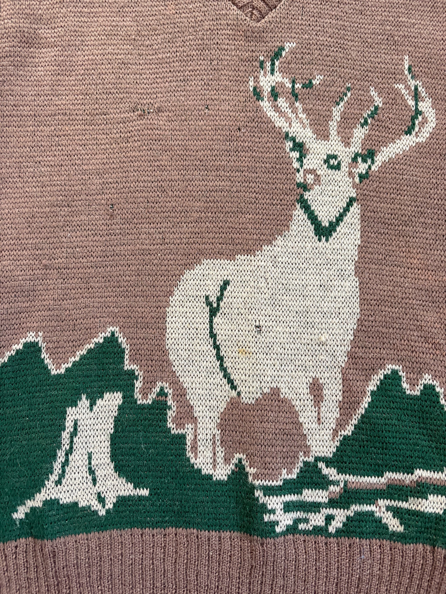 Vintage 40s/50s Lamb Knit Deer Sweater
