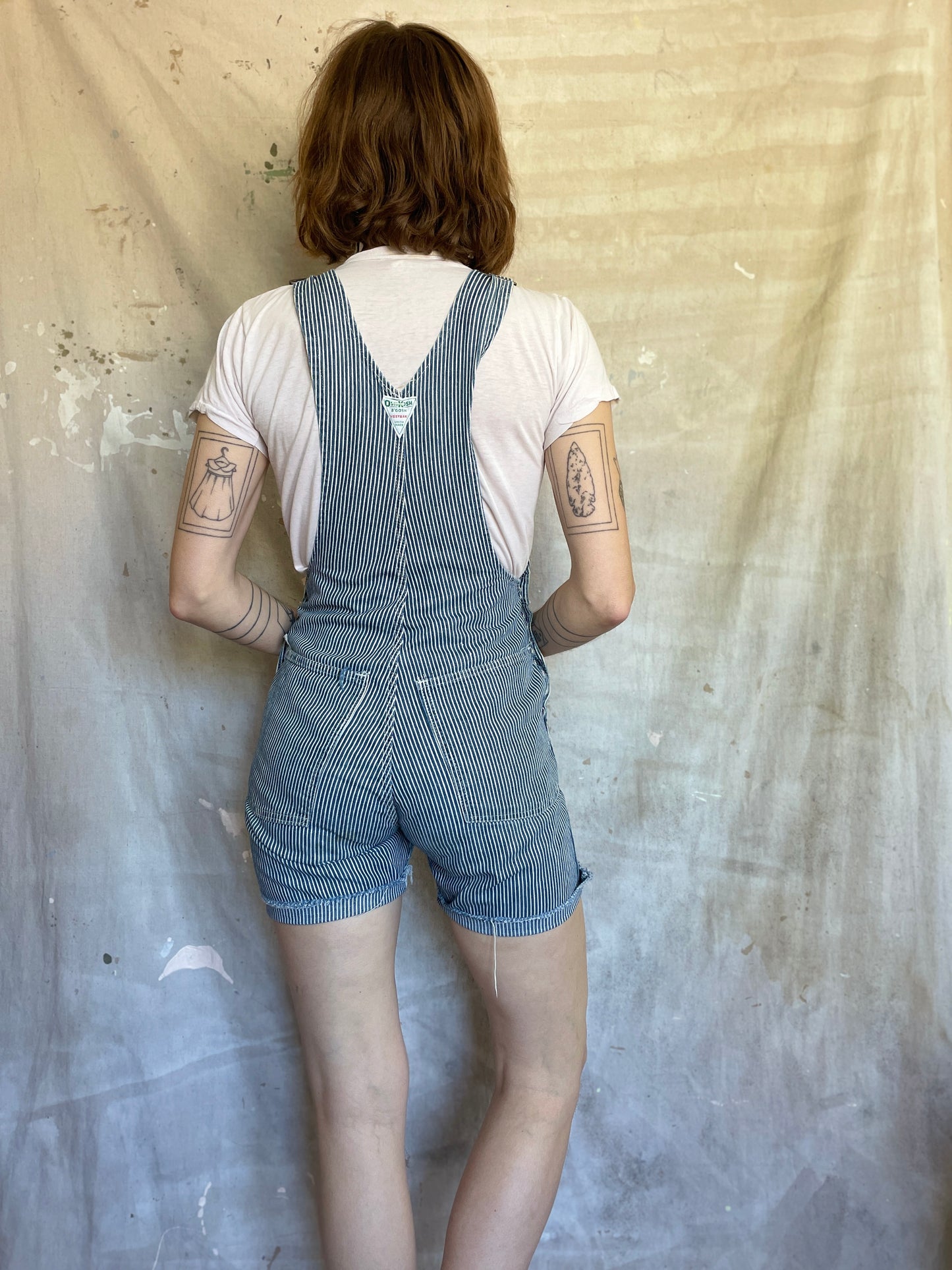 70s OshKosh Hickory Stripe Overalls Cut-offs