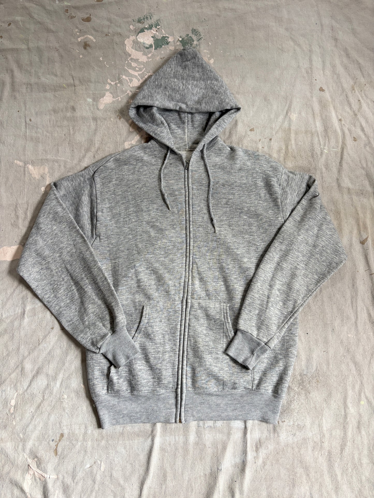 Vintage 80s Blank Grey Zip Hoodie