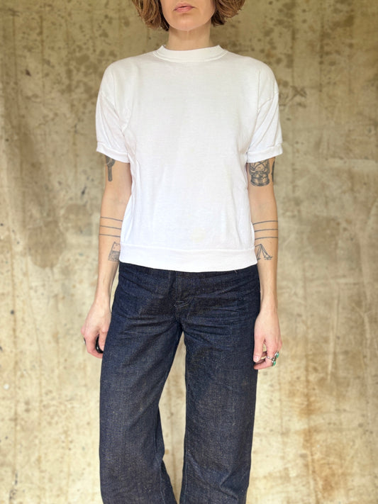 80s Blank White Short Sleeve Sweatshirt