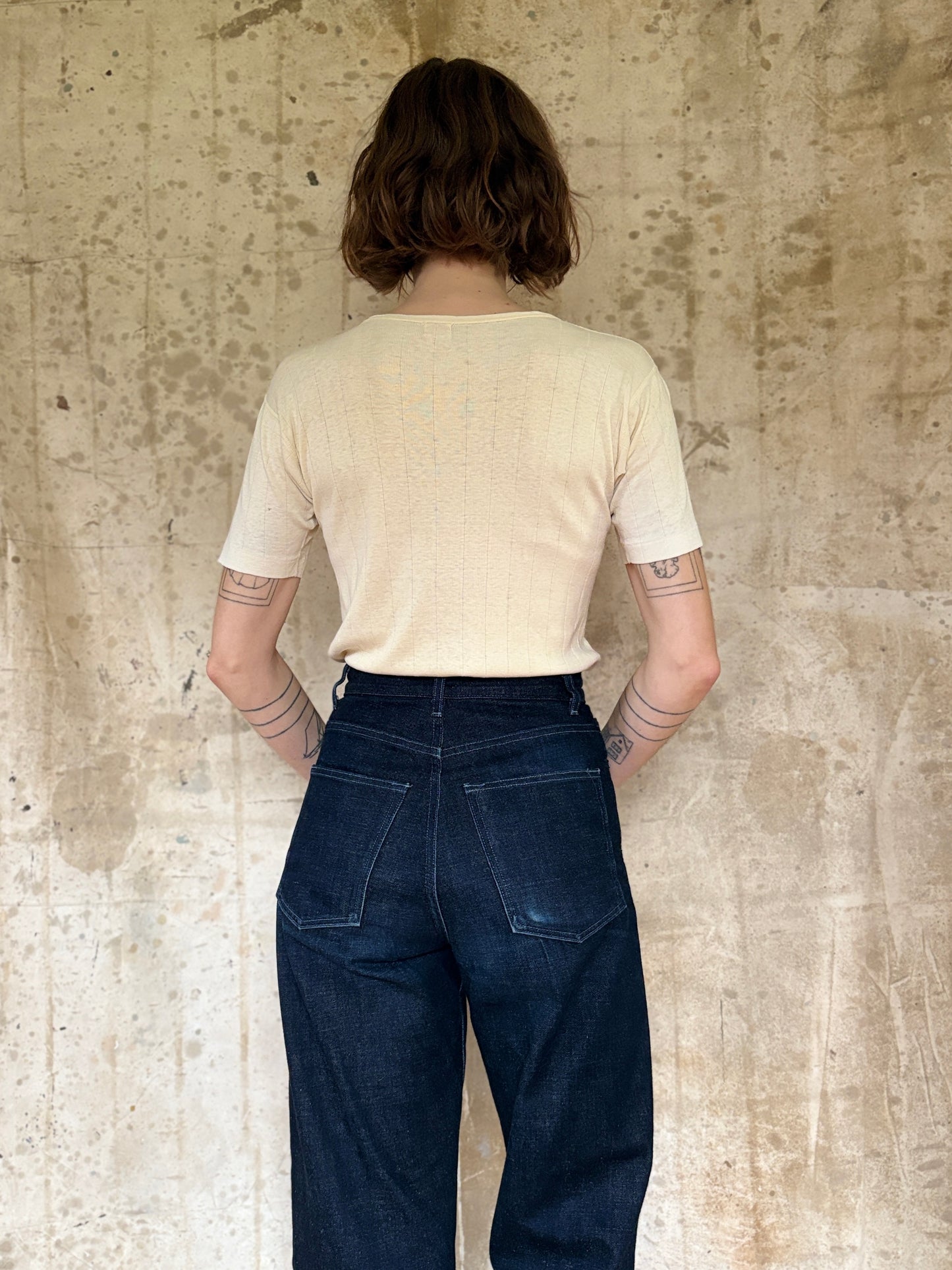 Vintage 40s Pilgrim Ribbed Off White Tee