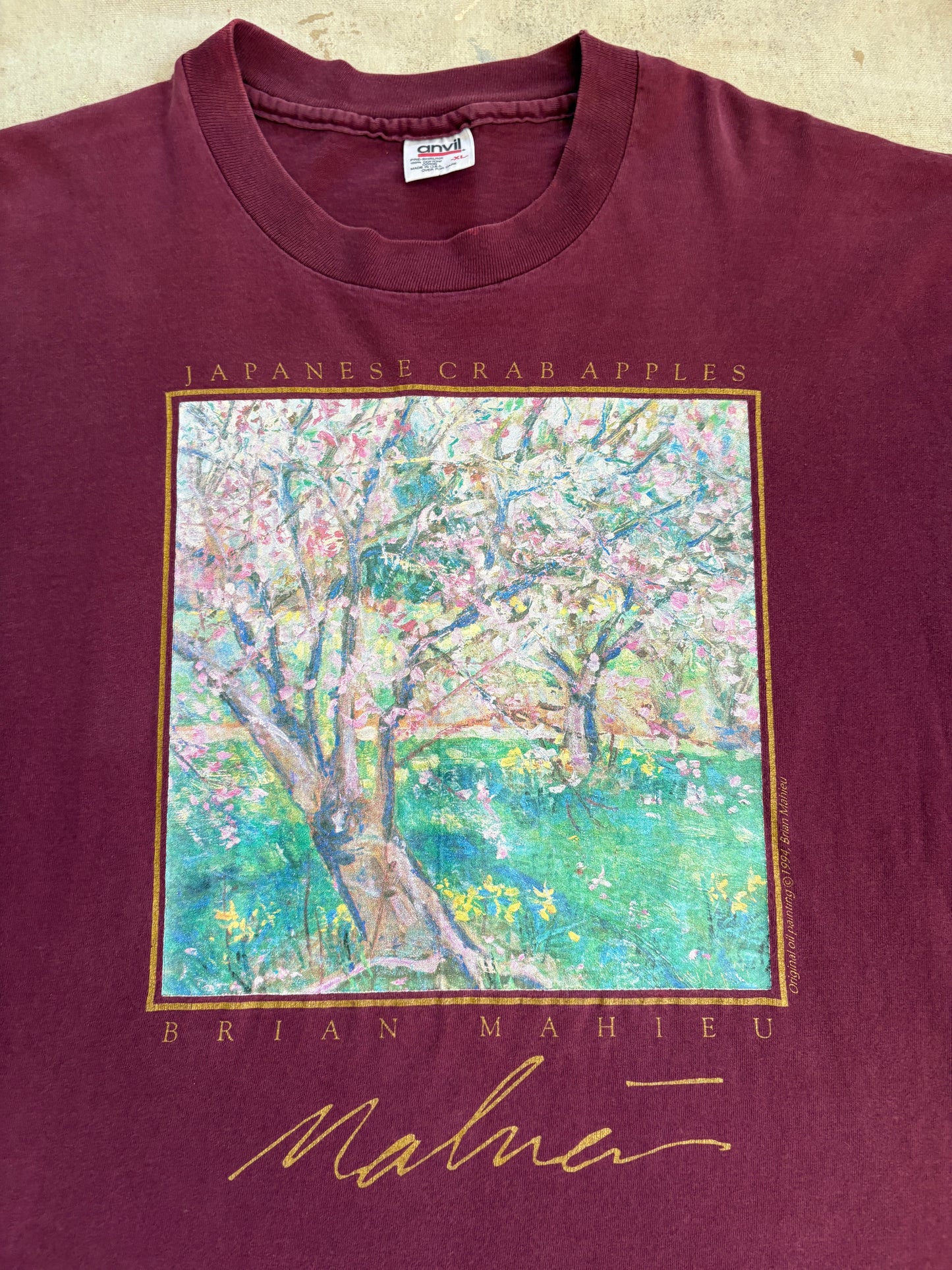 Vintage 90s Japanese Crabapples Artist Painting Tee