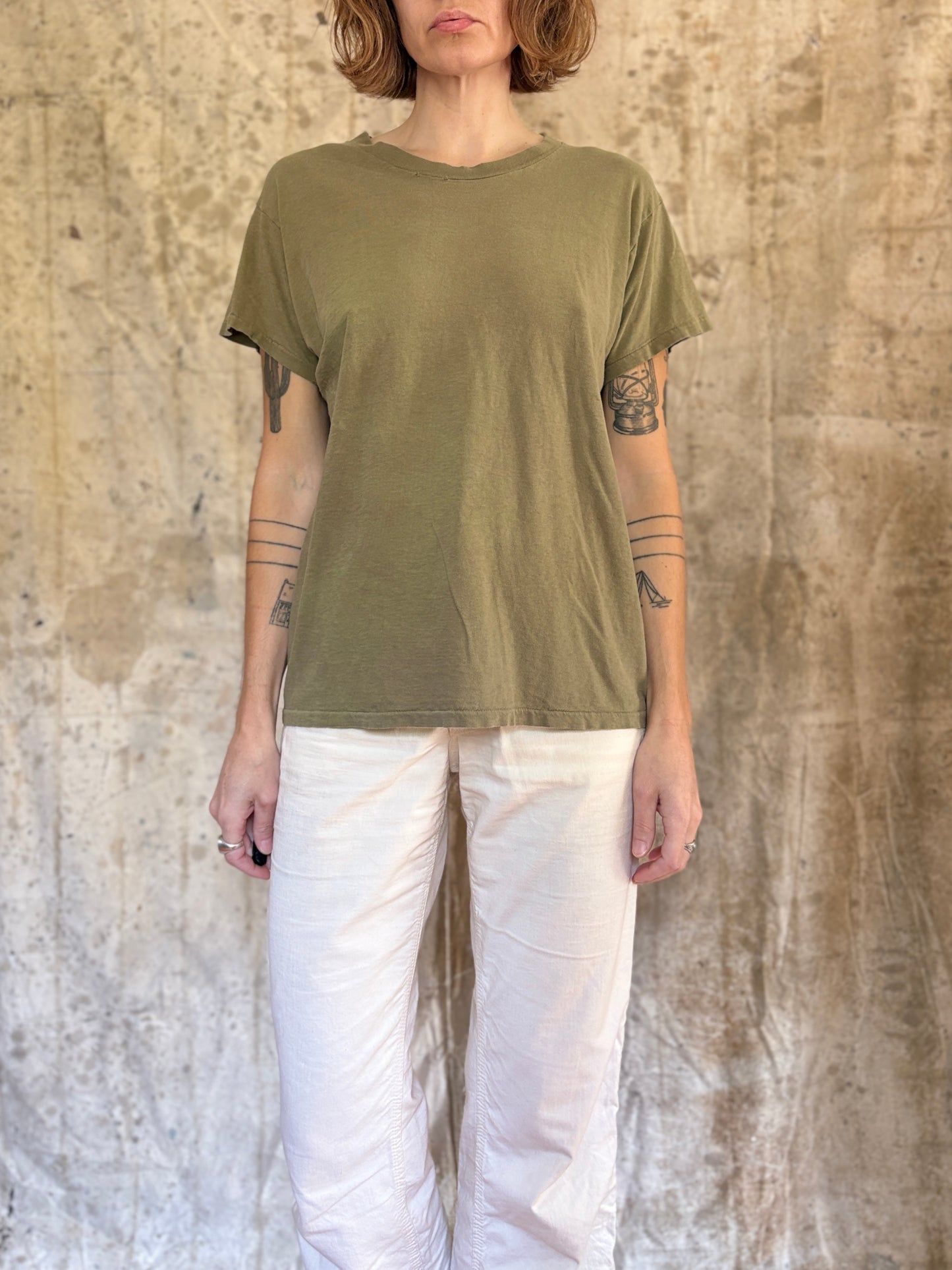 80s Blank Green Brown Military Tee