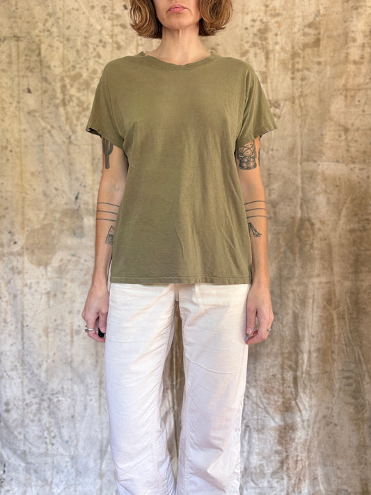 80s Blank Green Brown Military Tee