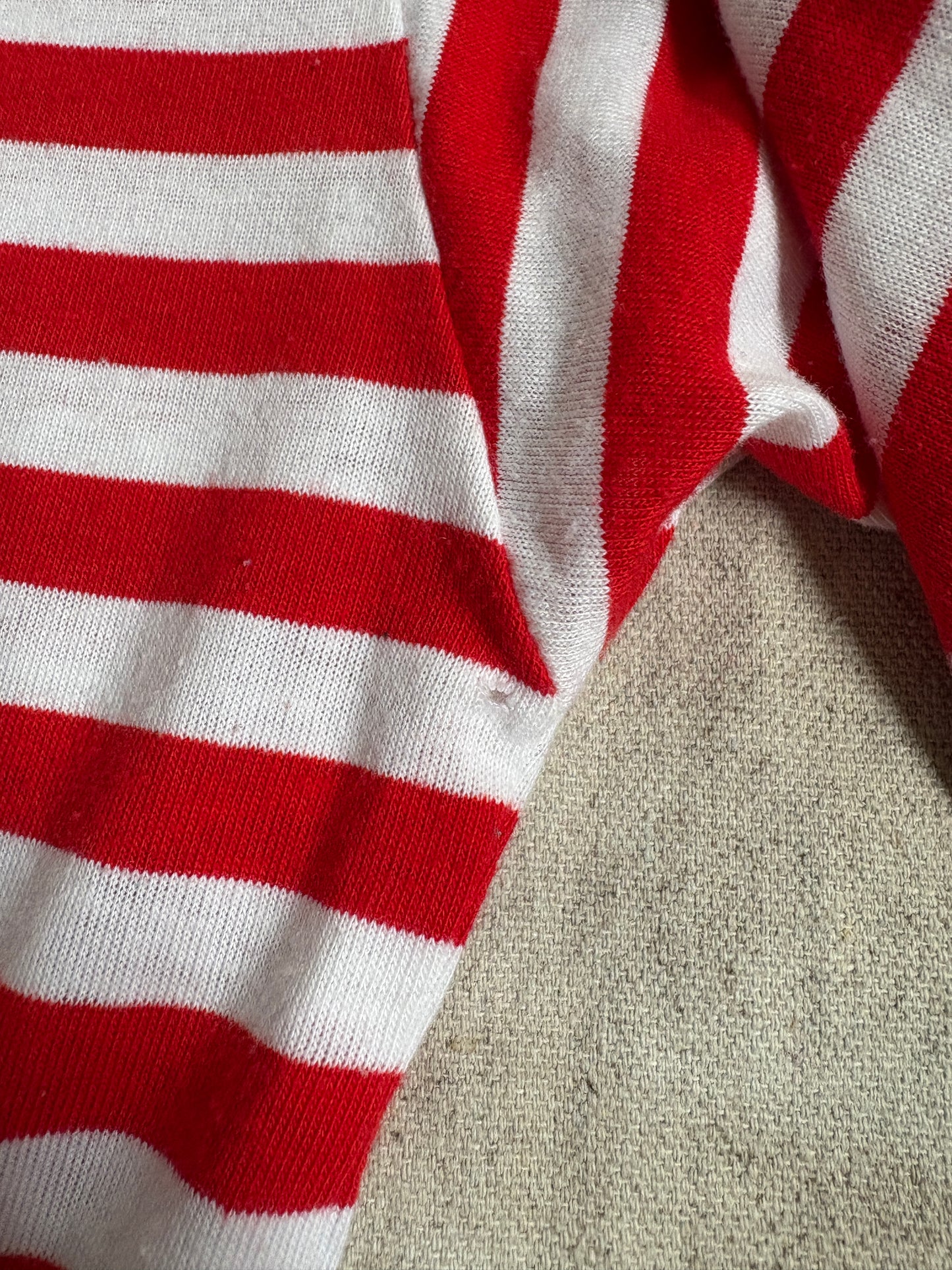 90s Red And White Striped Cardigan Tee