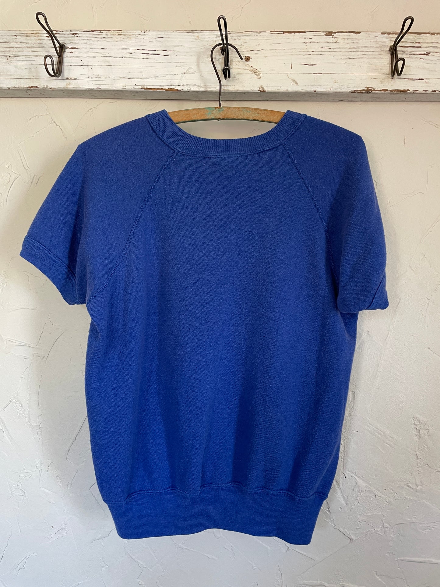 80s Blank Blue Short Sleeve Sweatshirt