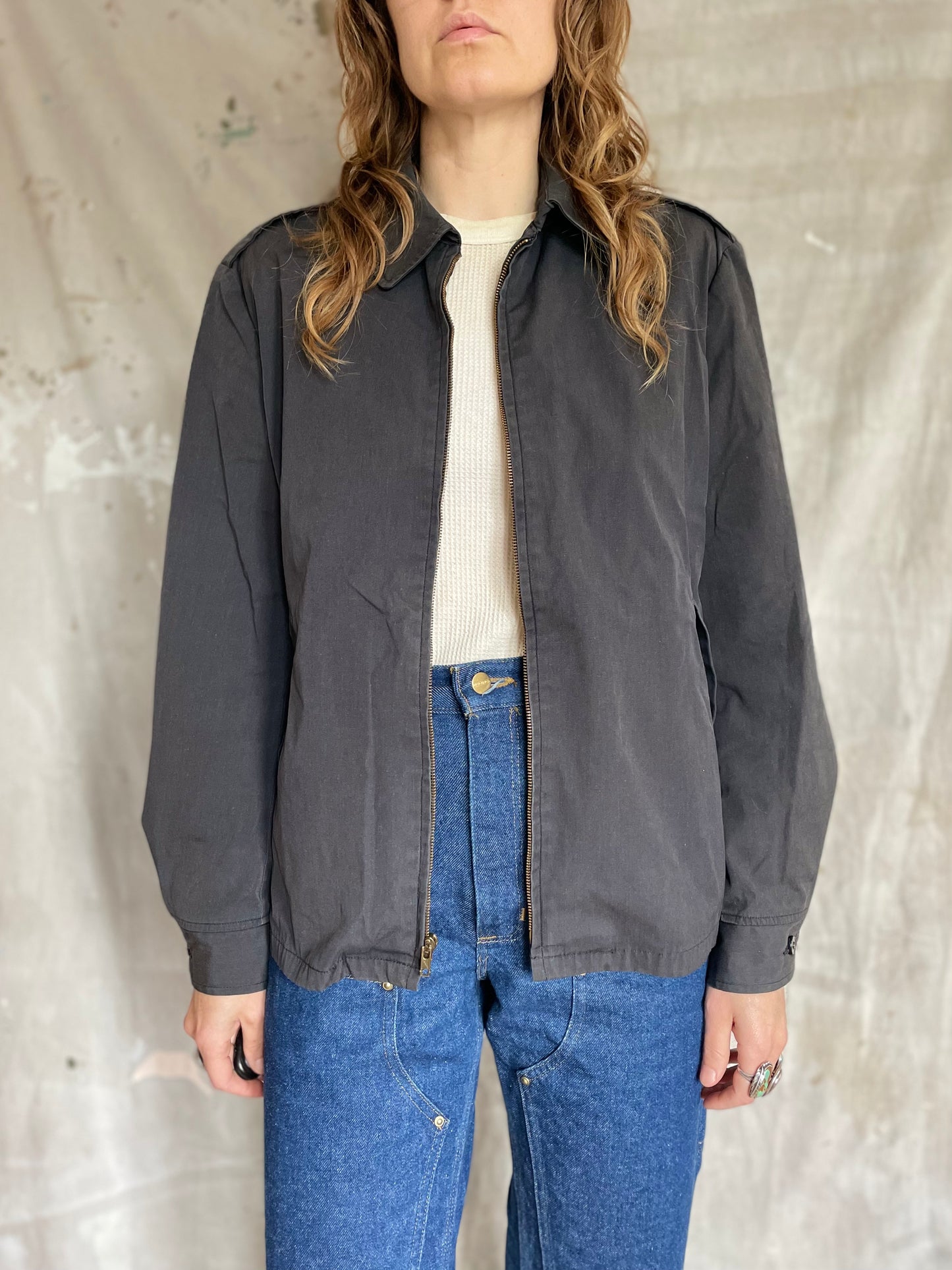 80s Black Water Repellent Lined Army Jacket