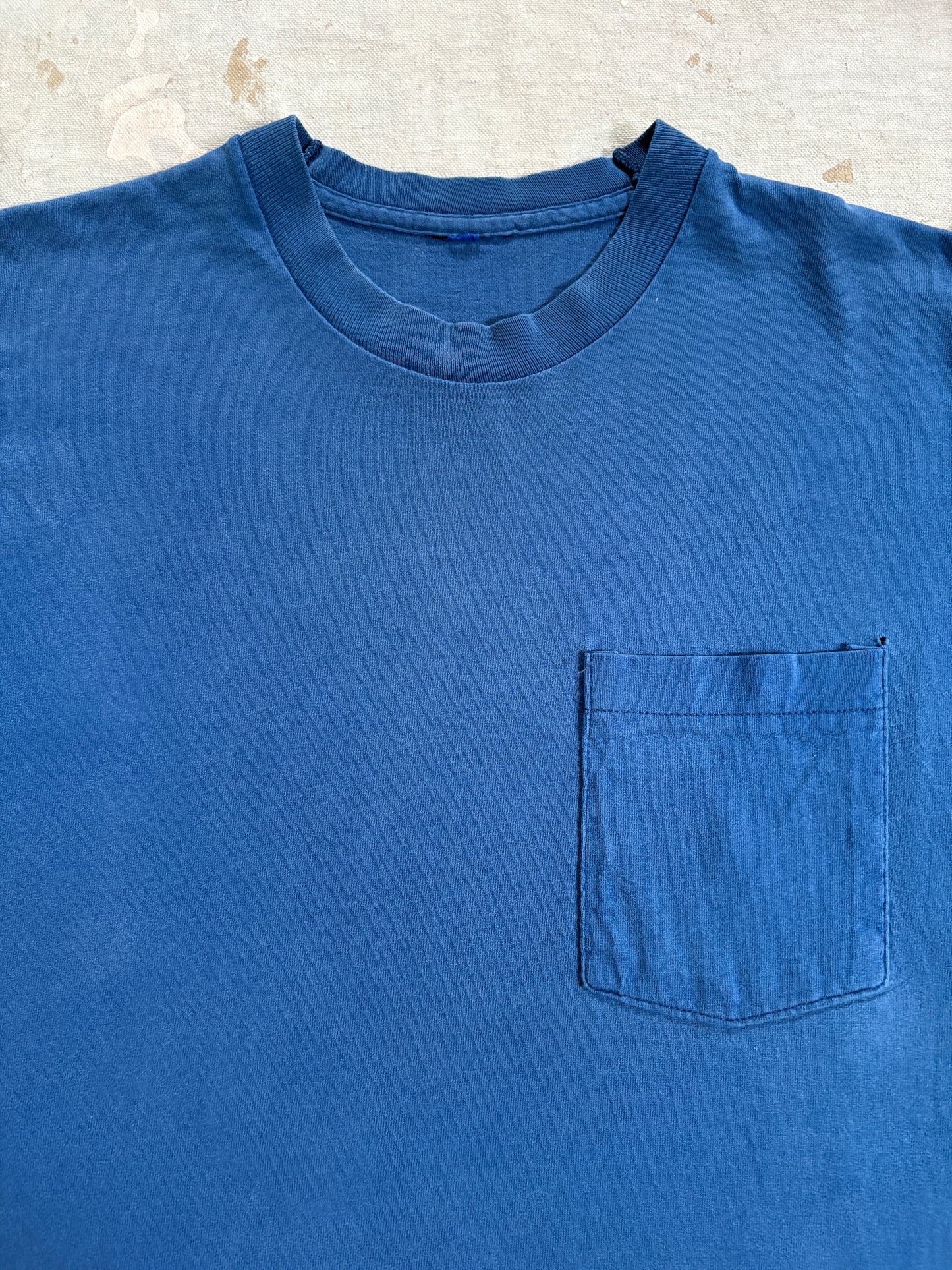 Vintage 80s Blank Blue Pocket Tee
