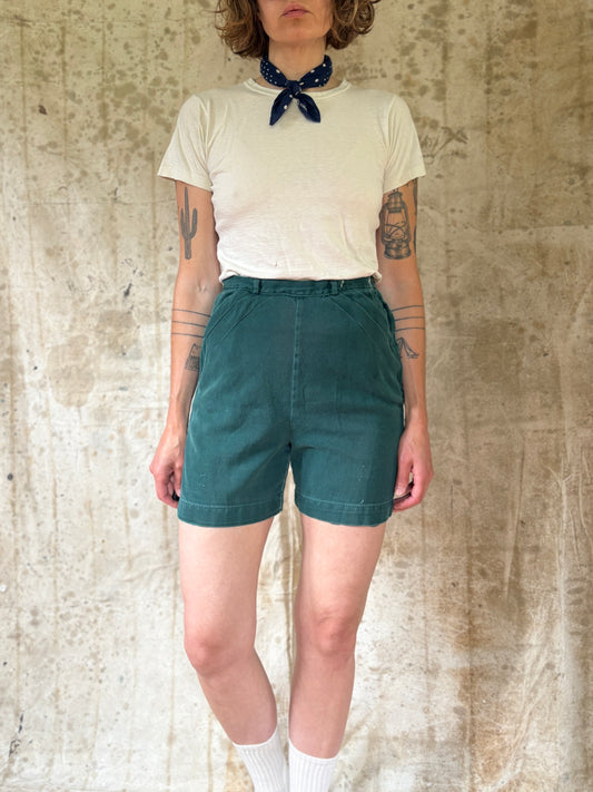 Vintage 50s/60s Green Girl Scout Side Zip Shorts